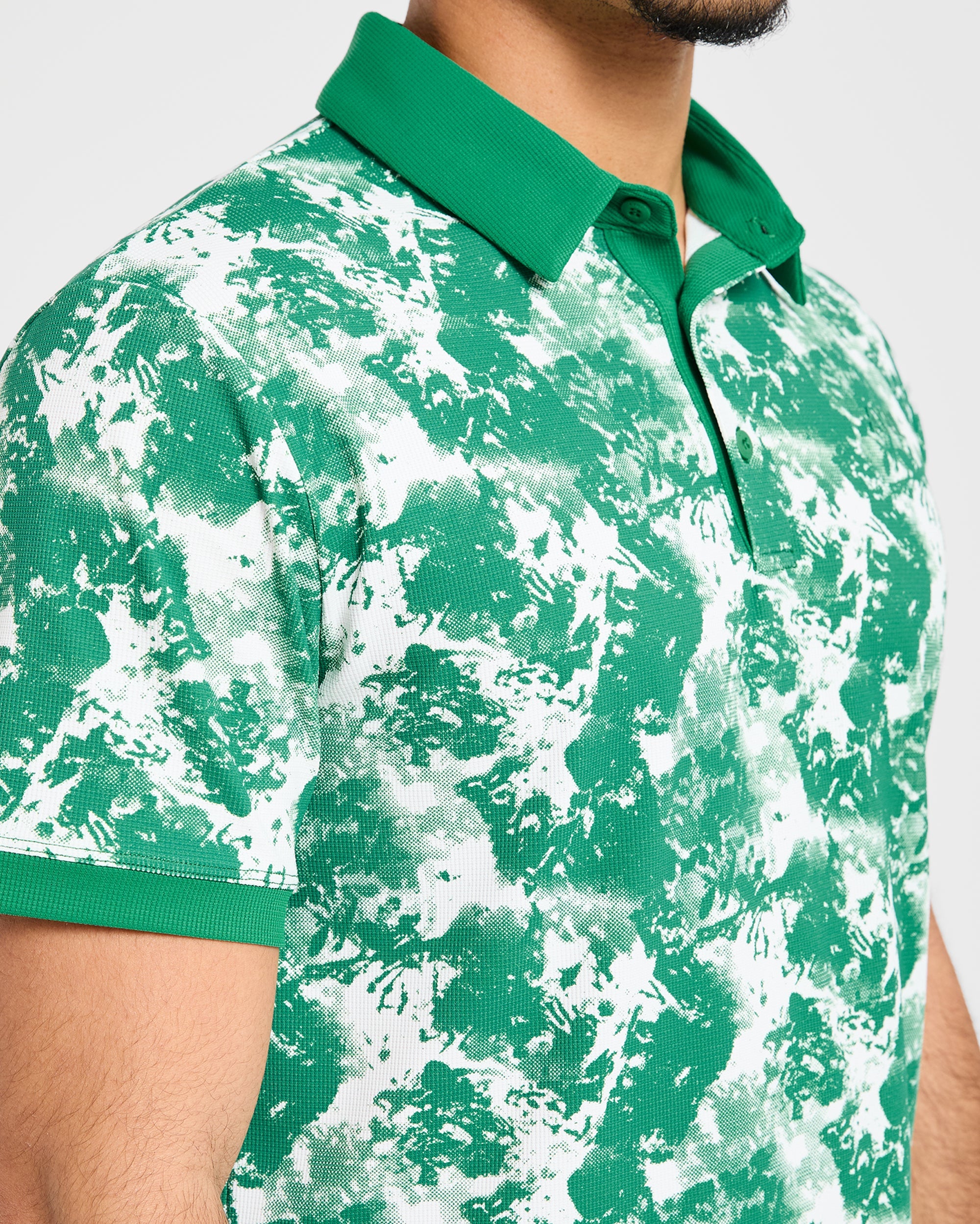 Precision Splatter Polo - Rye Green/Cream