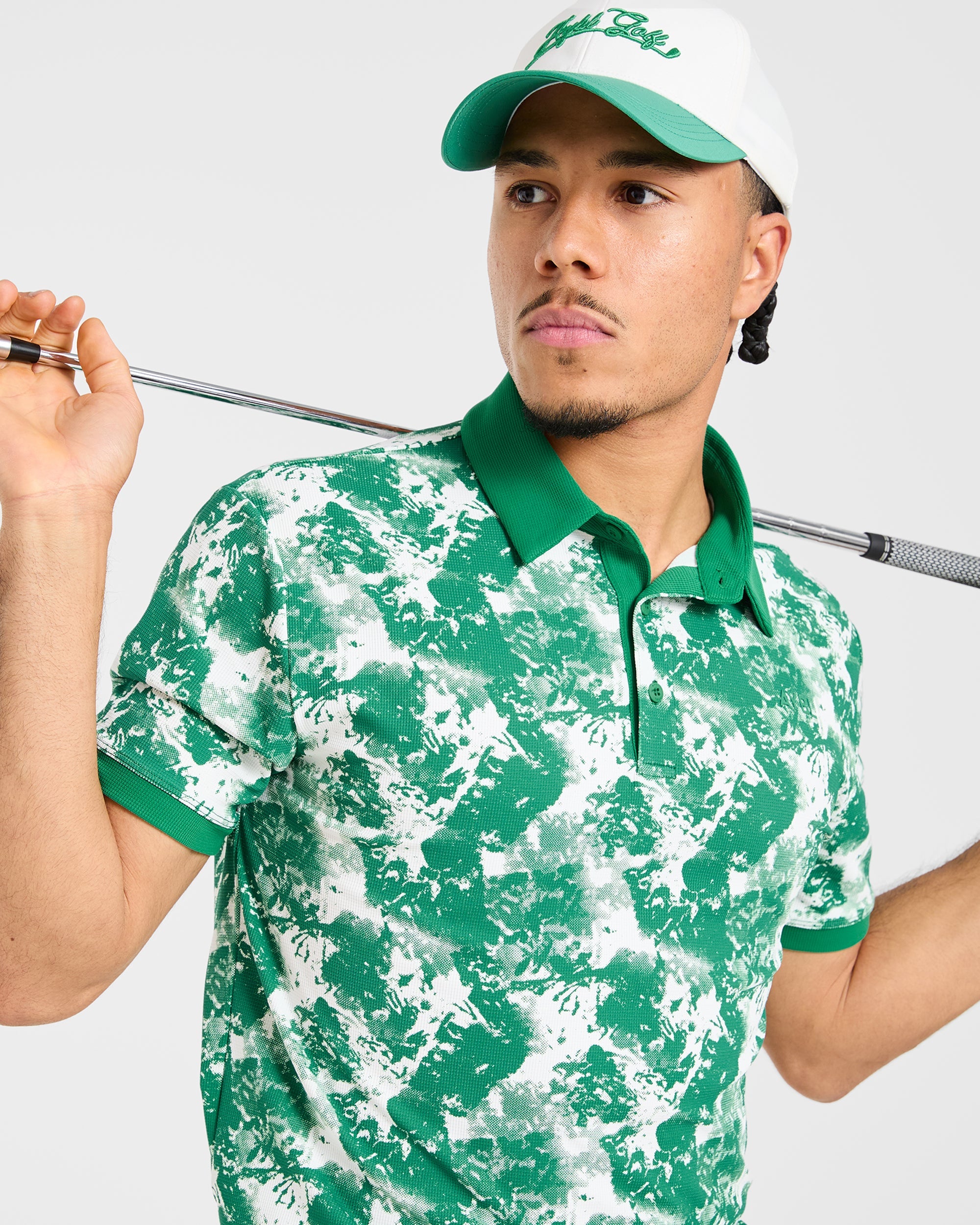 Precision Splatter Polo - Rye Green/Cream