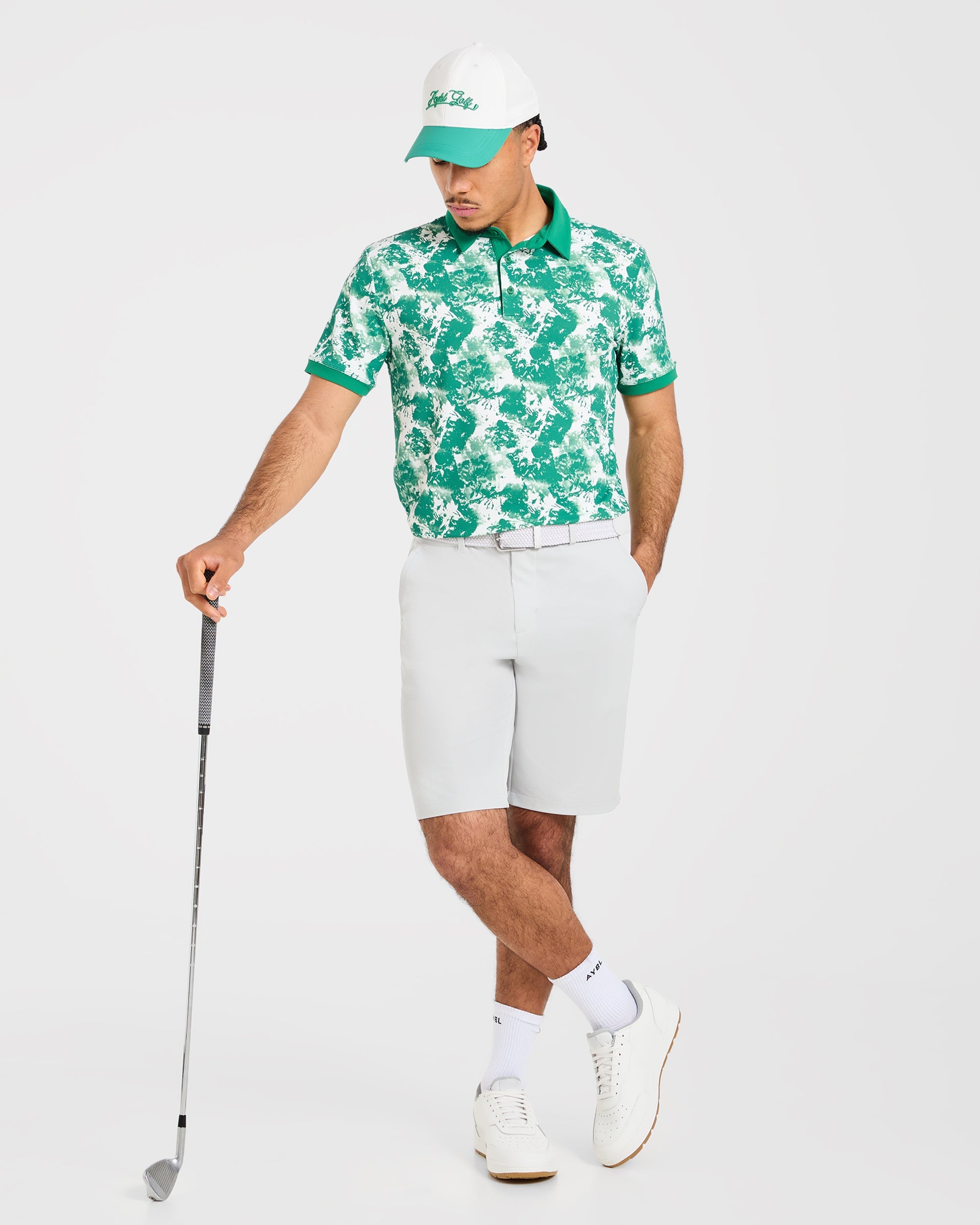 Precision Splatter Polo - Rye Green/Cream