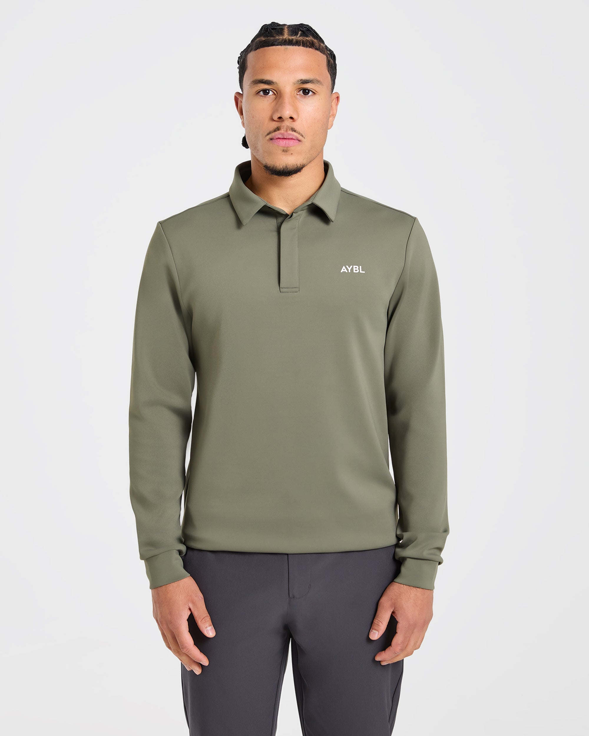 Precision Longsleeve Collared Pullover - Deep Sage