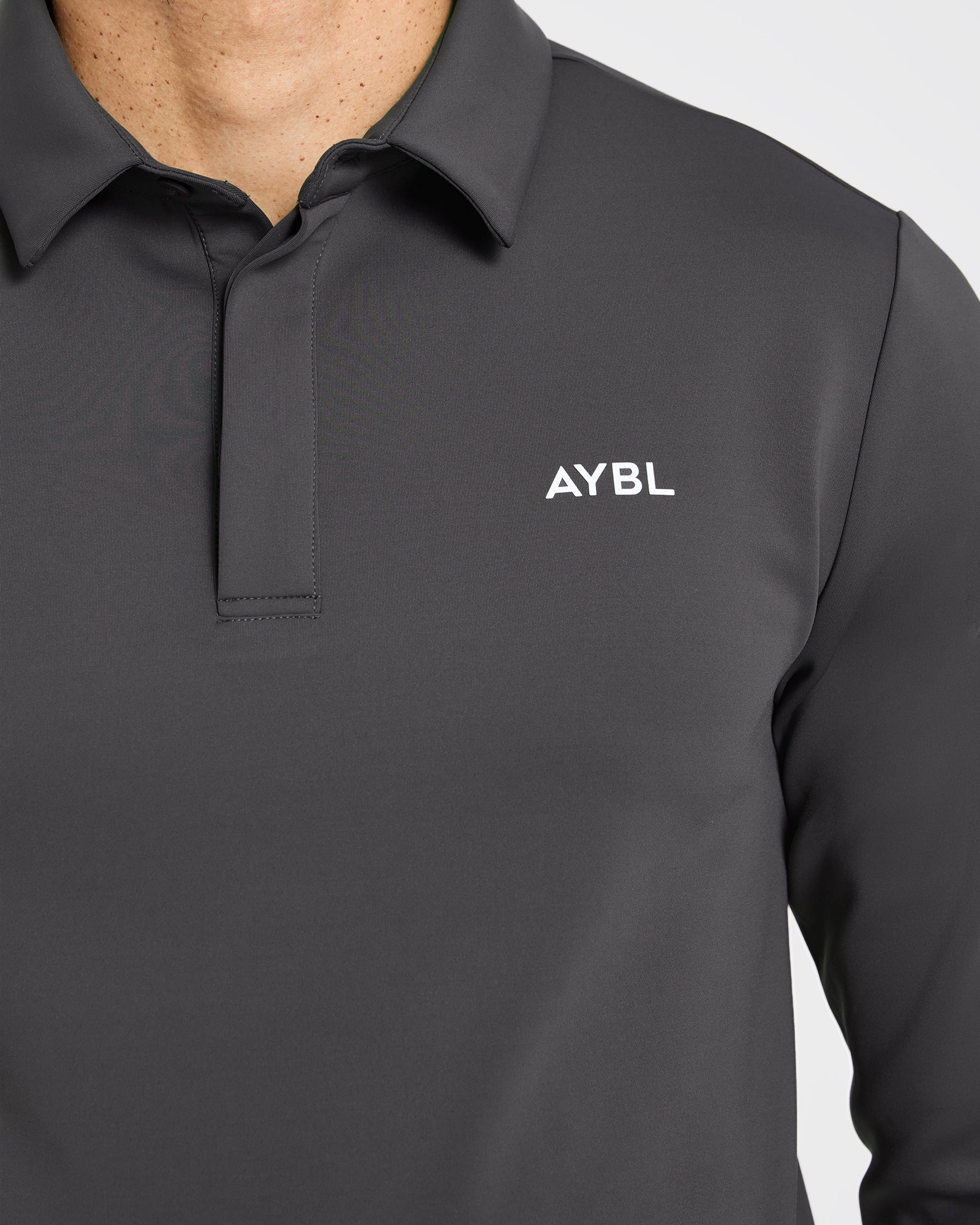 Precision Longsleeve Collared Pullover - Charcoal