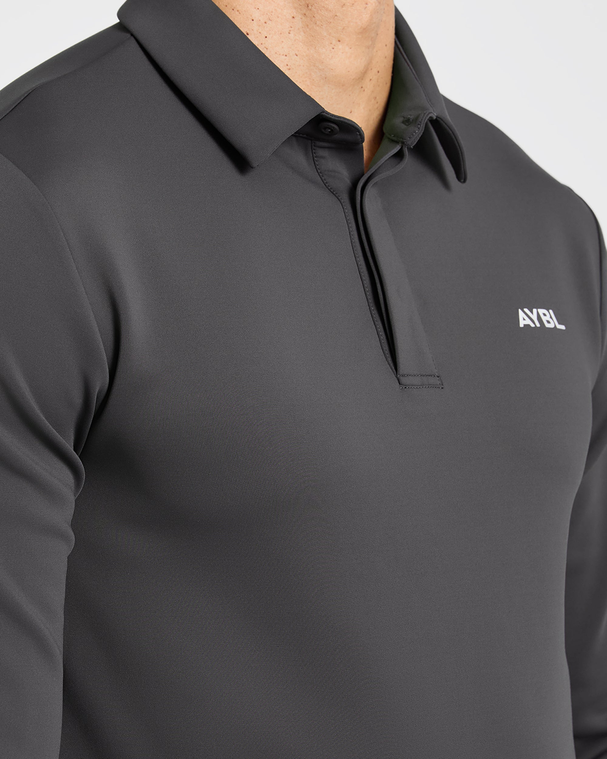 Precision Longsleeve Collared Pullover - Charcoal