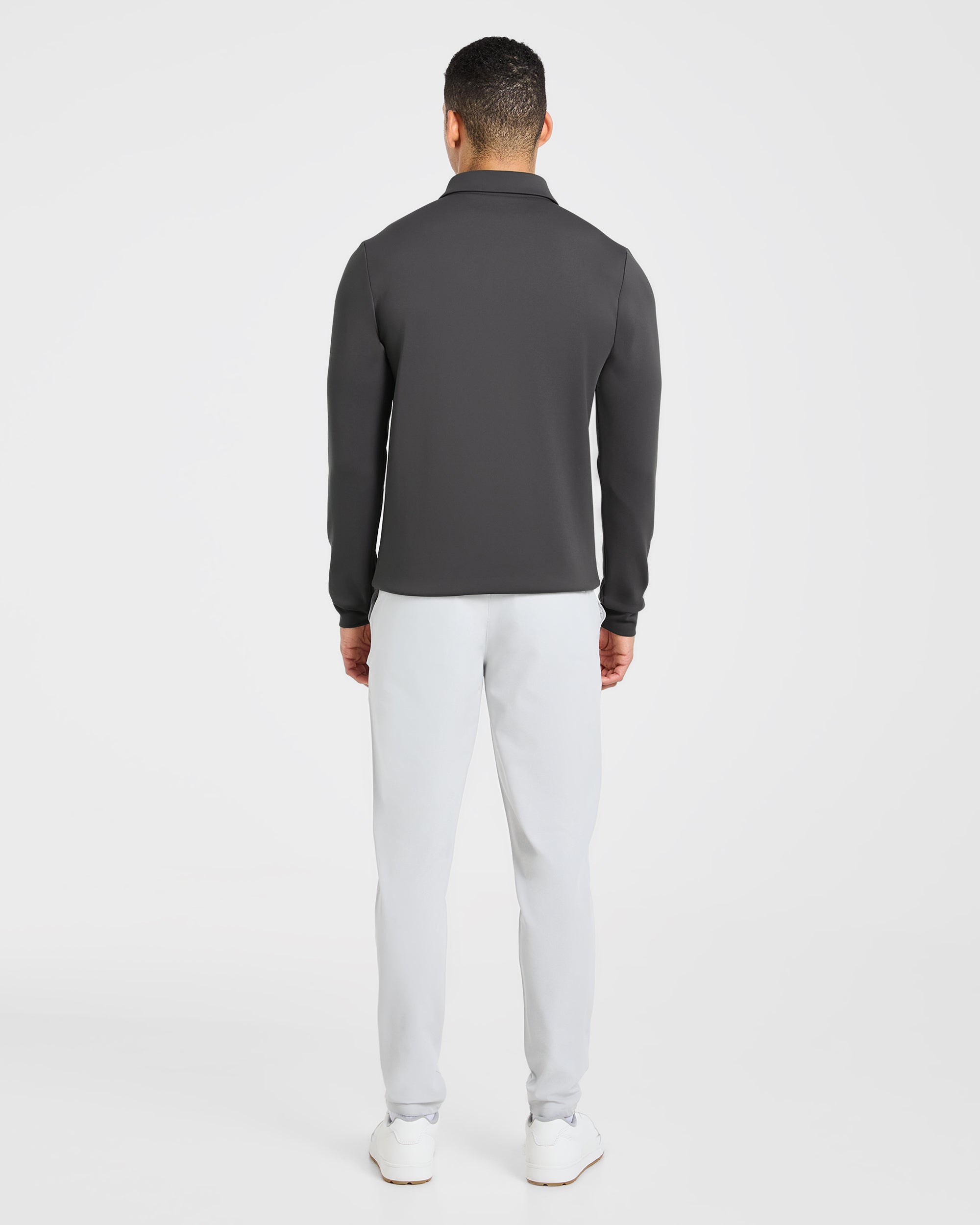 Precision Longsleeve Collared Pullover - Charcoal