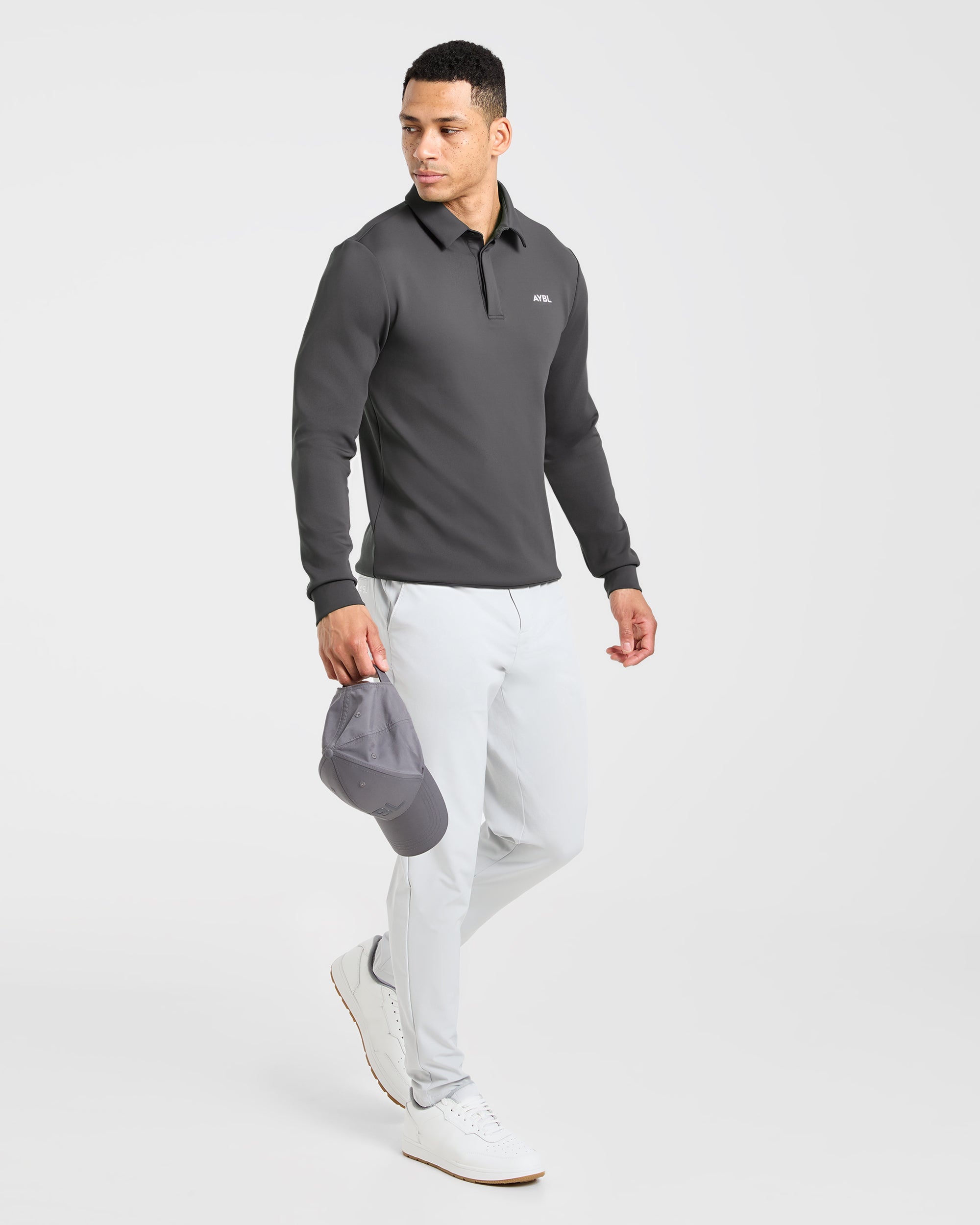 Precision Longsleeve Collared Pullover - Charcoal