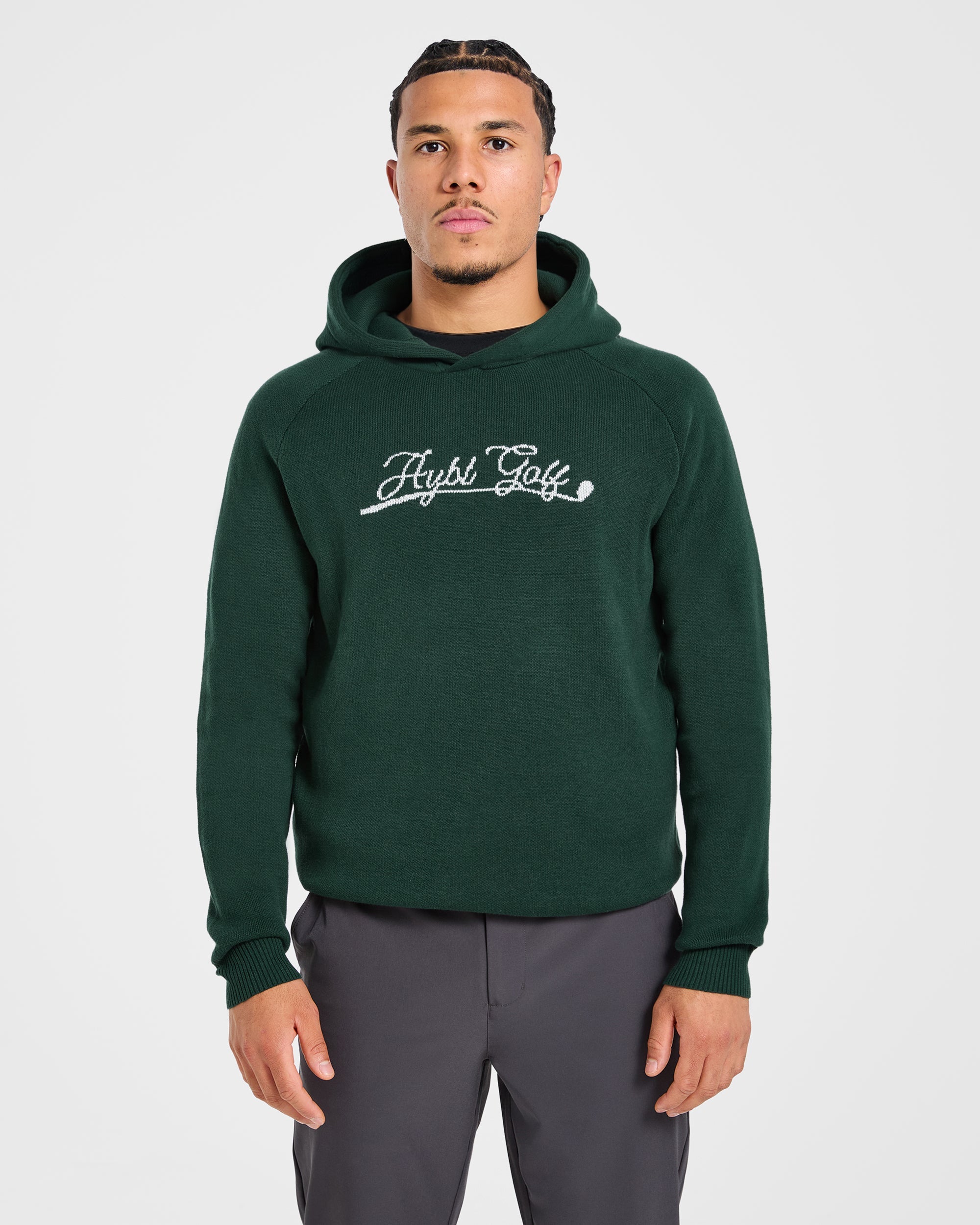 Golf Club Knitted Hoodie - Pine Green