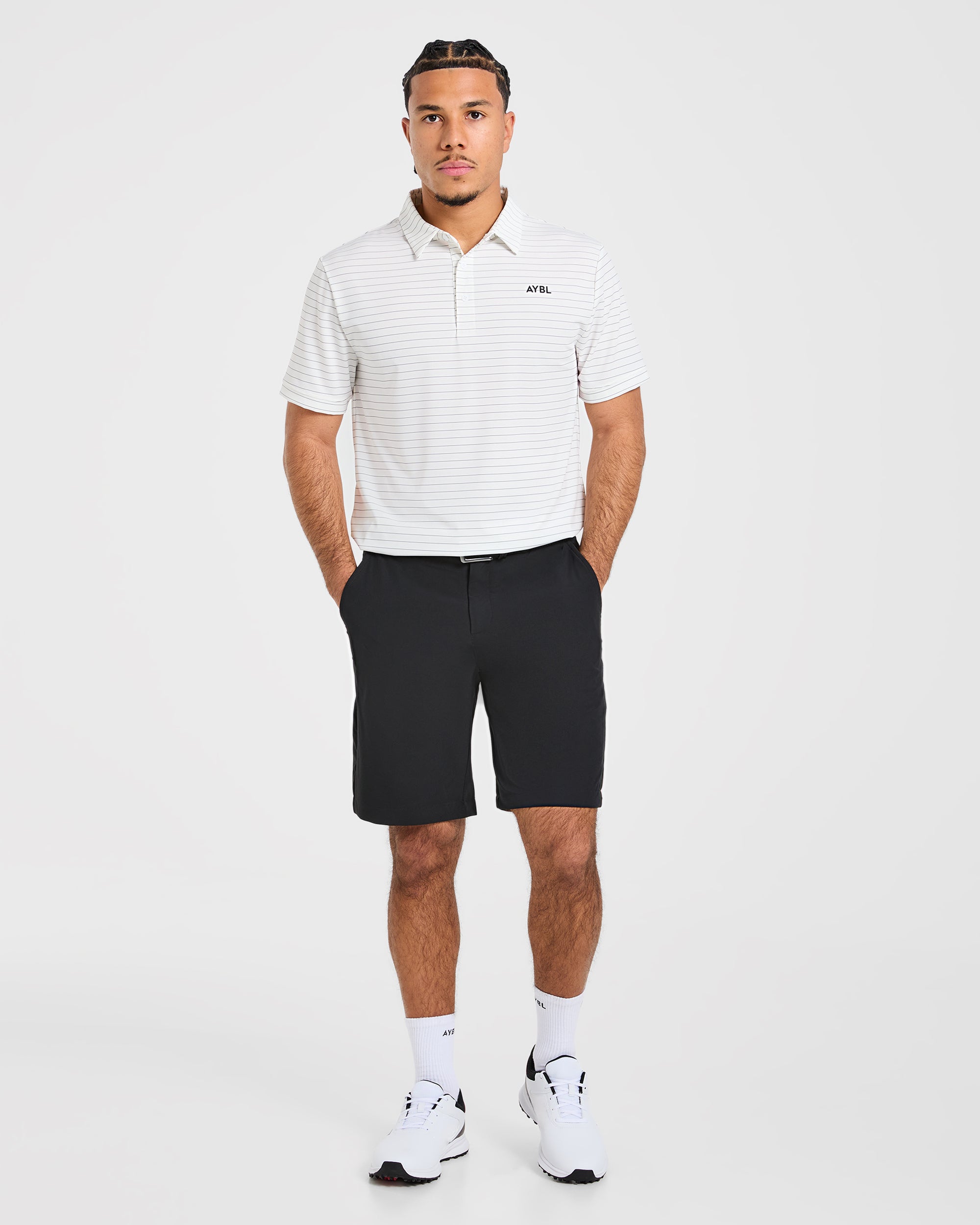 Classic Stripe Polo - White
