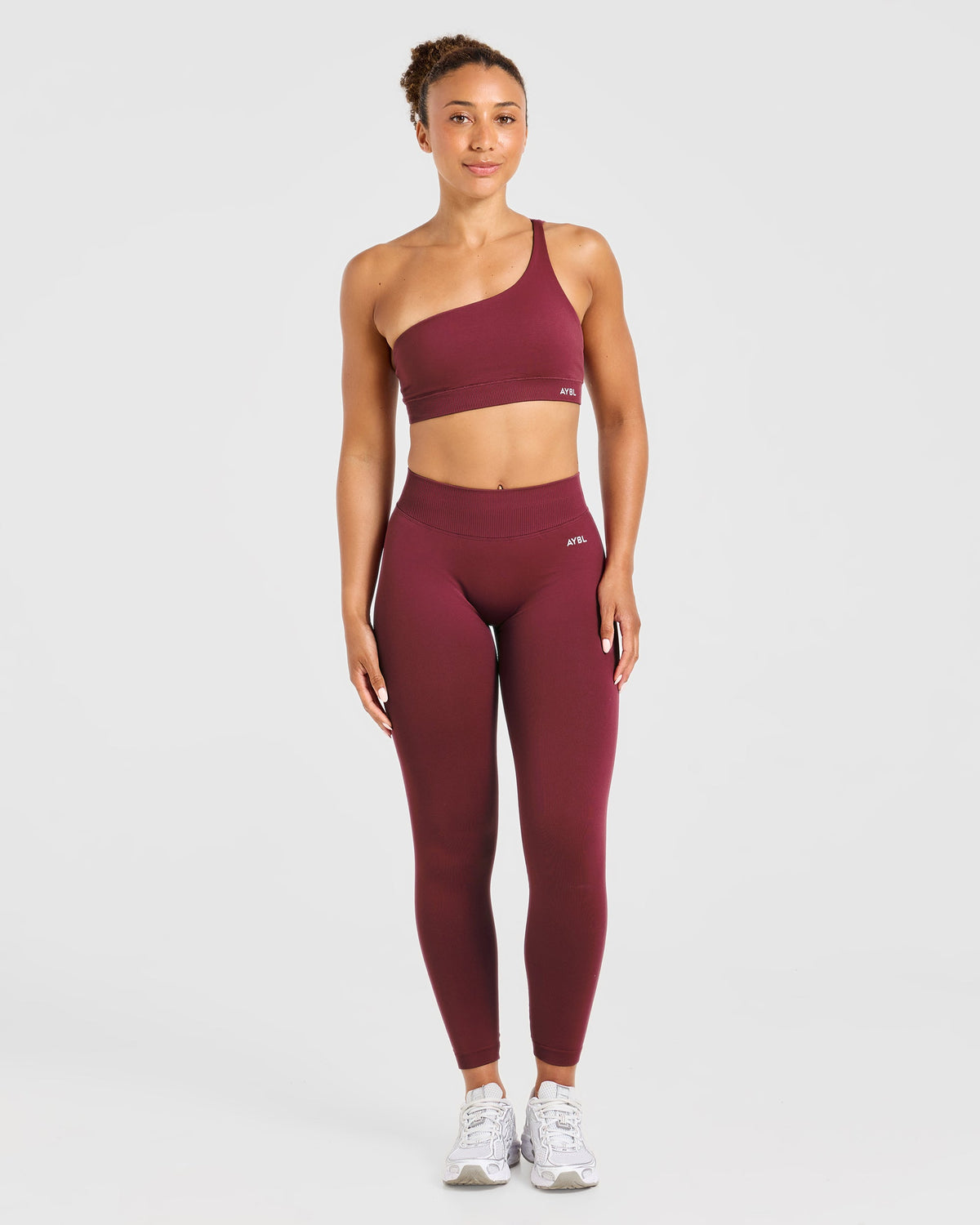 Enhance Seamless One Shoulder Sports Bra - Mahogany Red