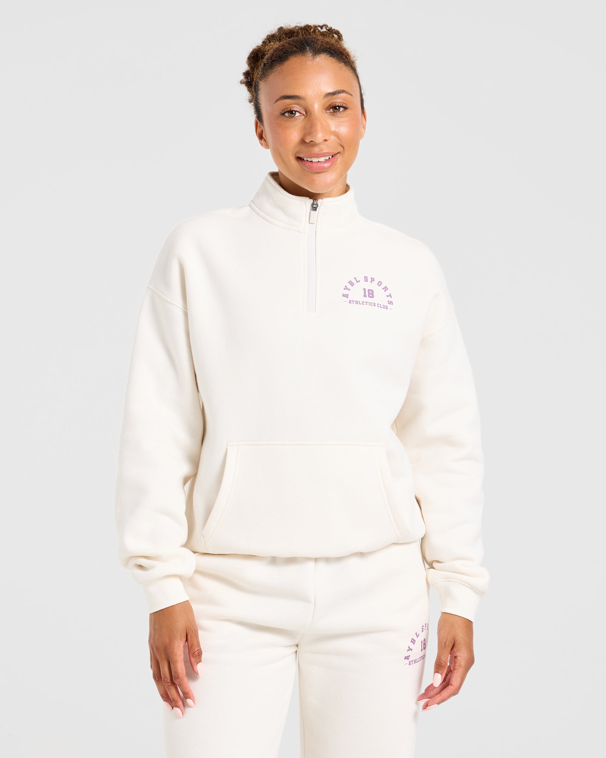 AYBL Sports 18 Oversized 1/4 Zip Pullover - Off White