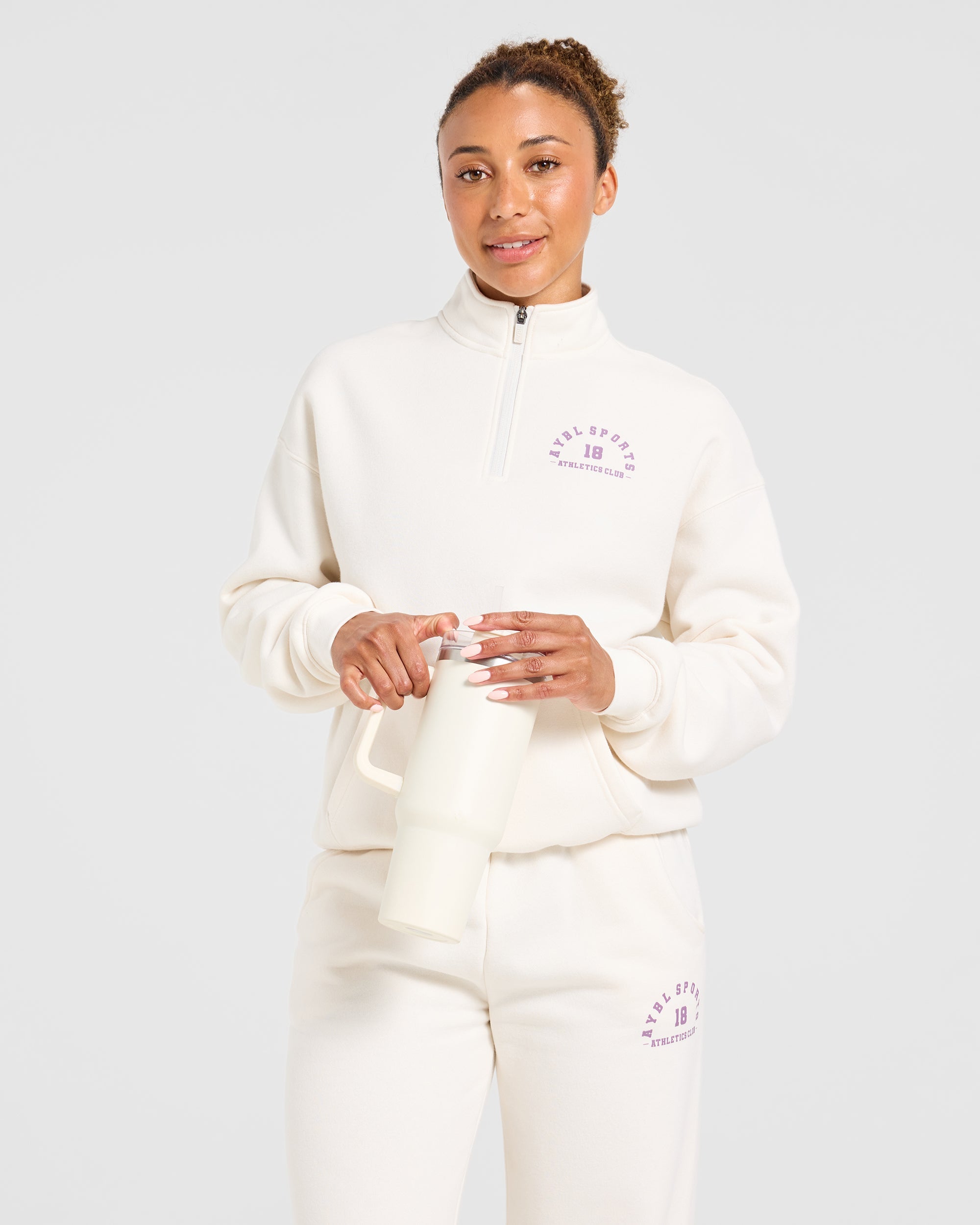 AYBL Sports 18 Oversized 1/4 Zip Pullover - Off White
