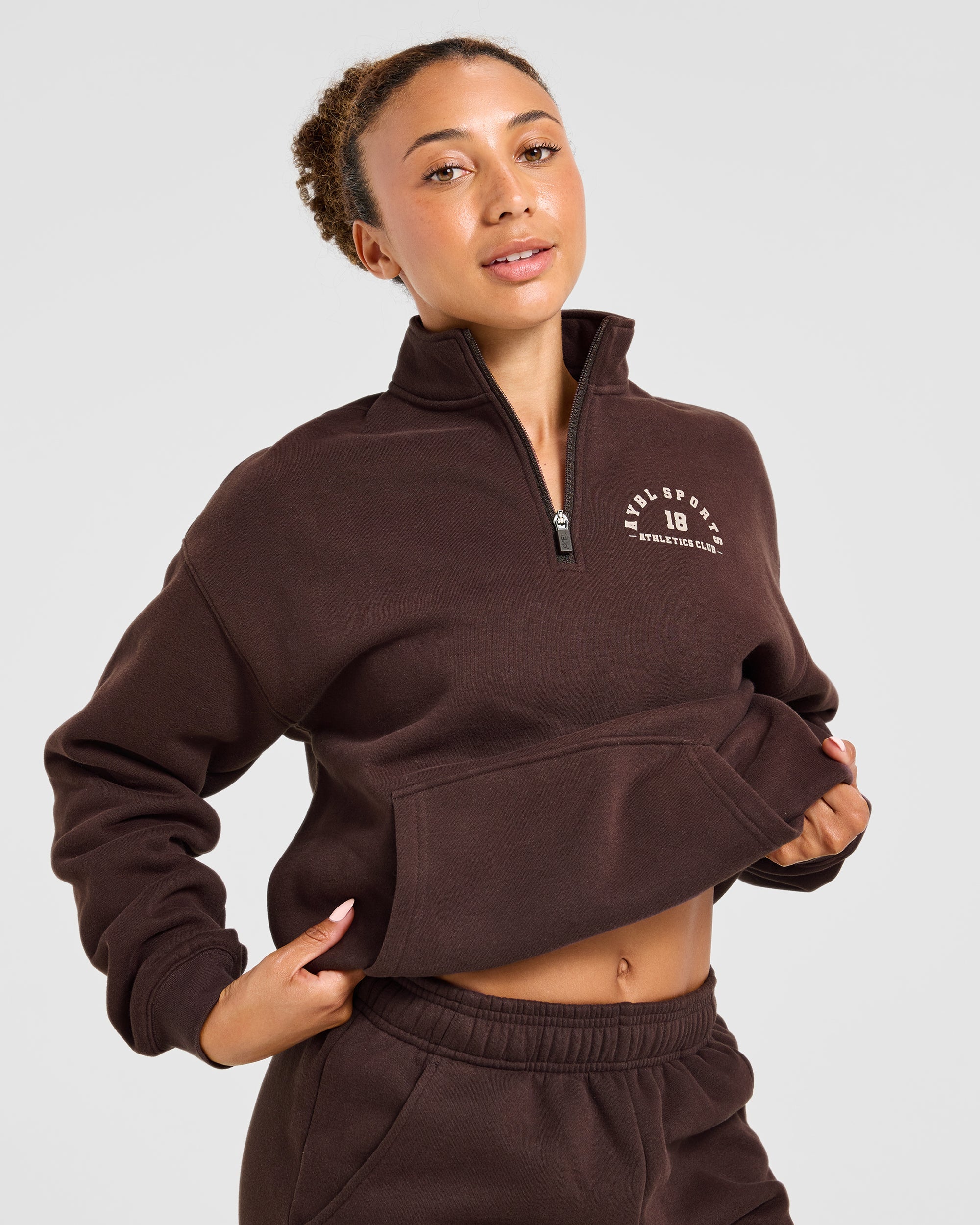 AYBL Sports 18 Oversized 1/4 Zip Pullover - Cocoa Brown