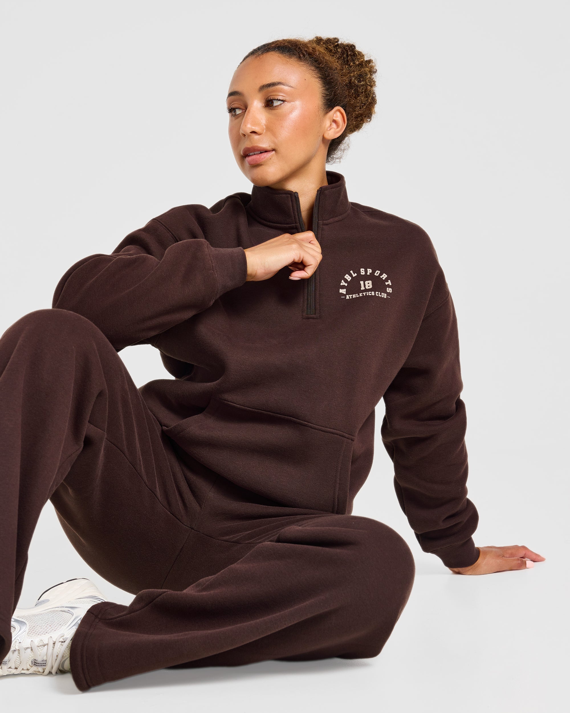 AYBL Sports 18 Oversized 1/4 Zip Pullover - Cocoa Brown