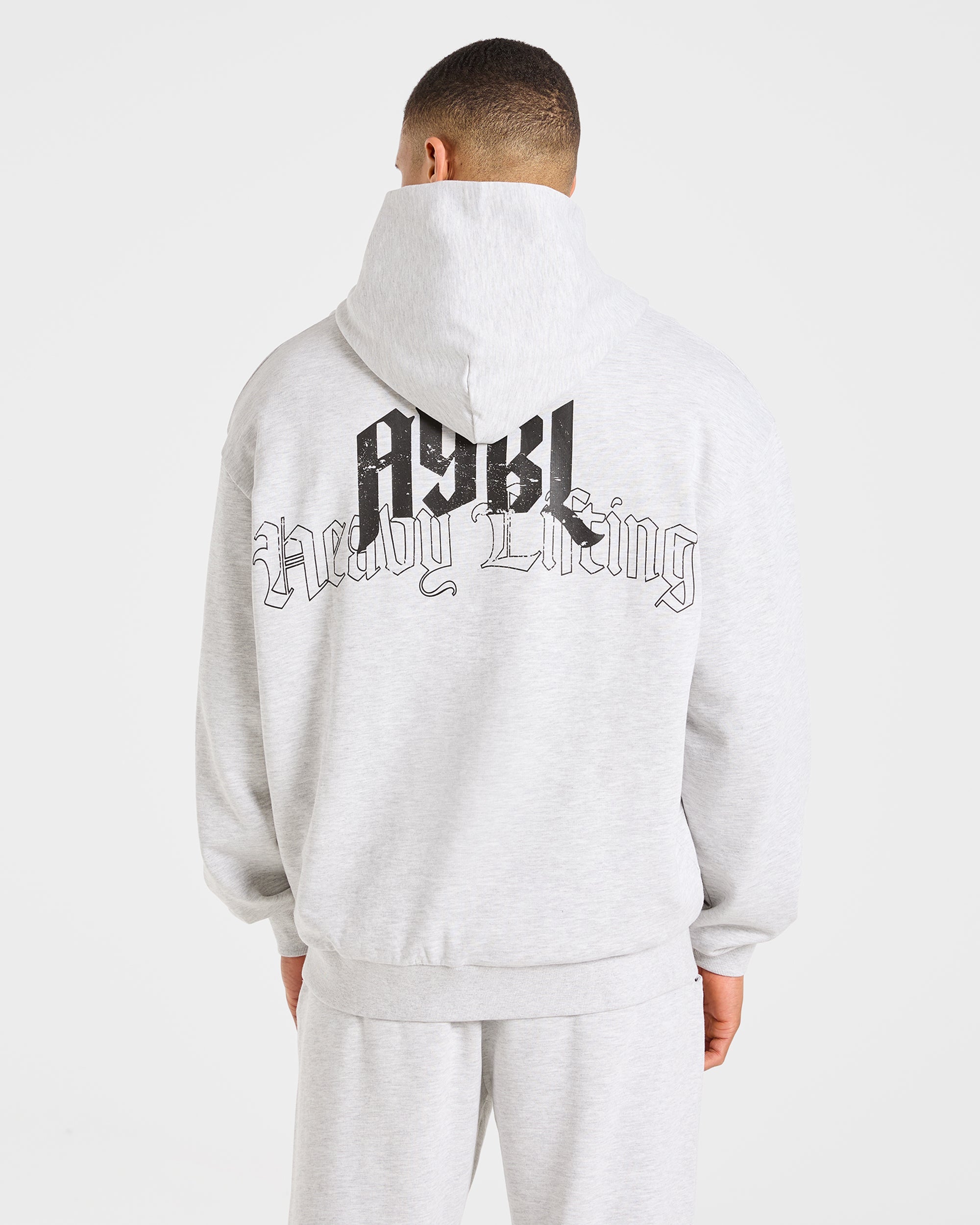 Heavy Lifting Gothic Oversized Hoodie - Black/Off White