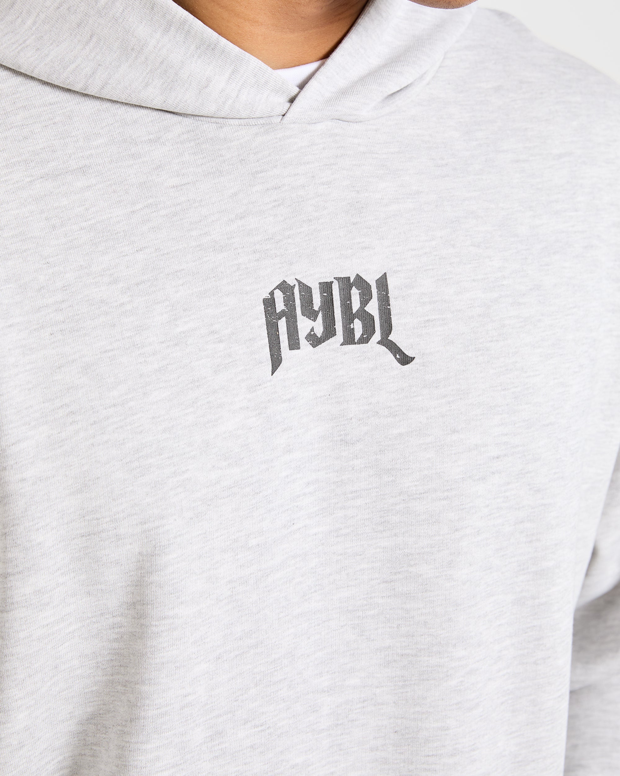 Heavy Lifting Gothic Oversized Hoodie - Grey Marl