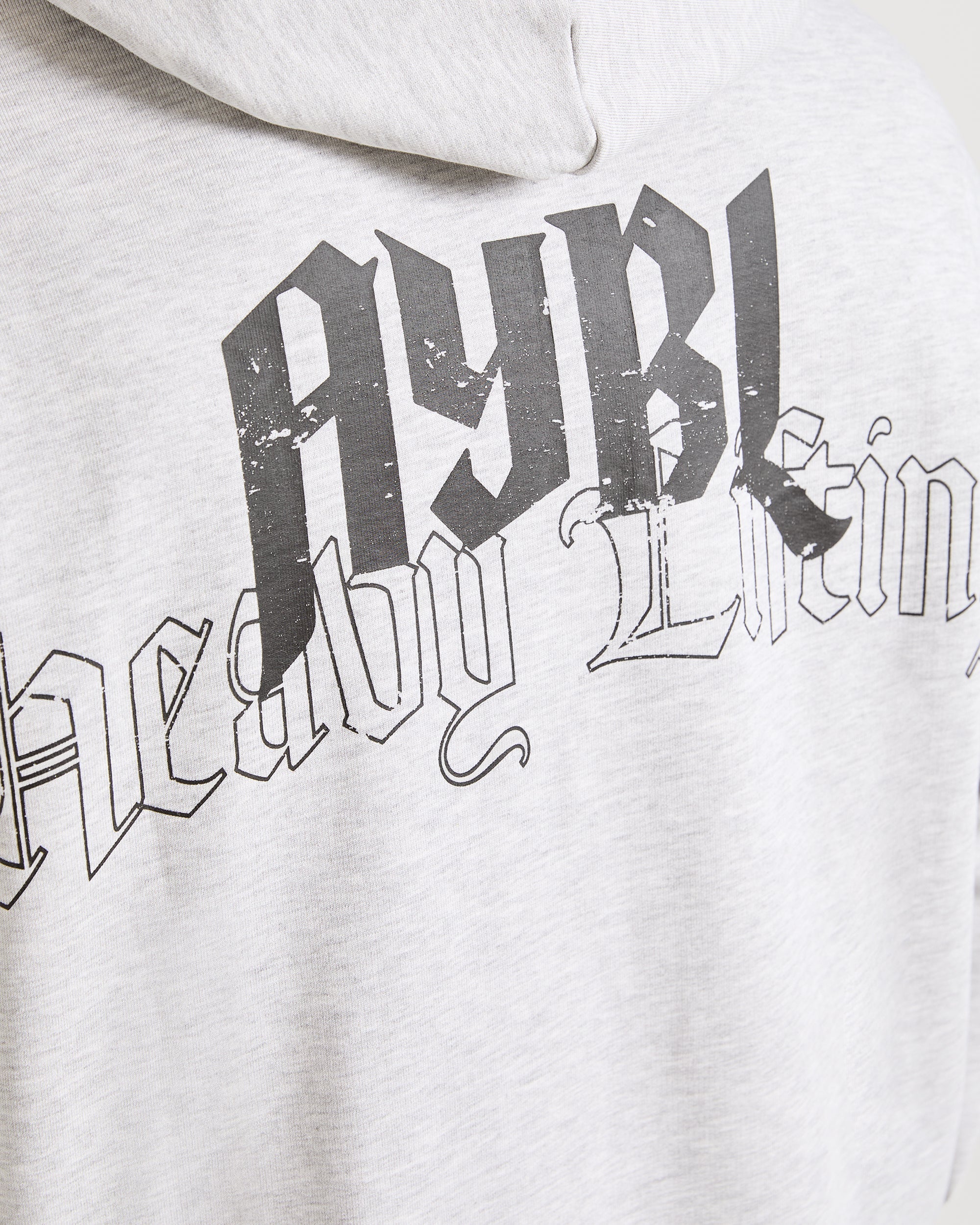 Heavy Lifting Gothic Oversized Hoodie - Grey Marl