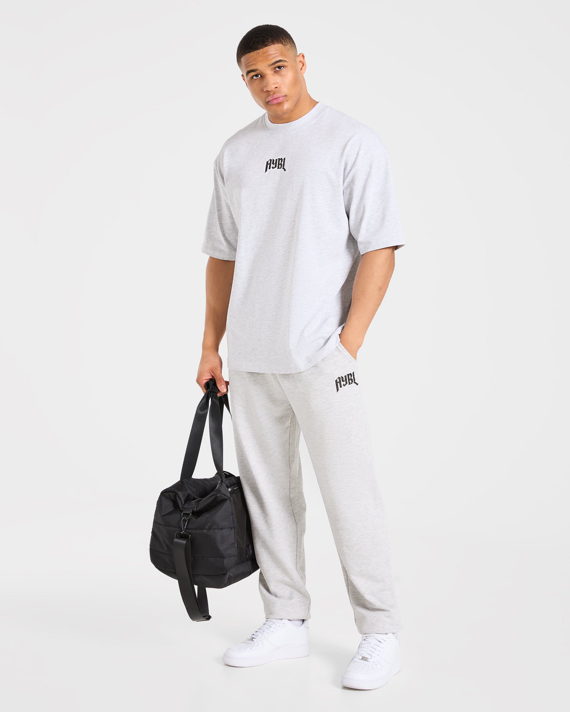 Heavy Lifting Gothic Oversized Joggers - Grey Marl