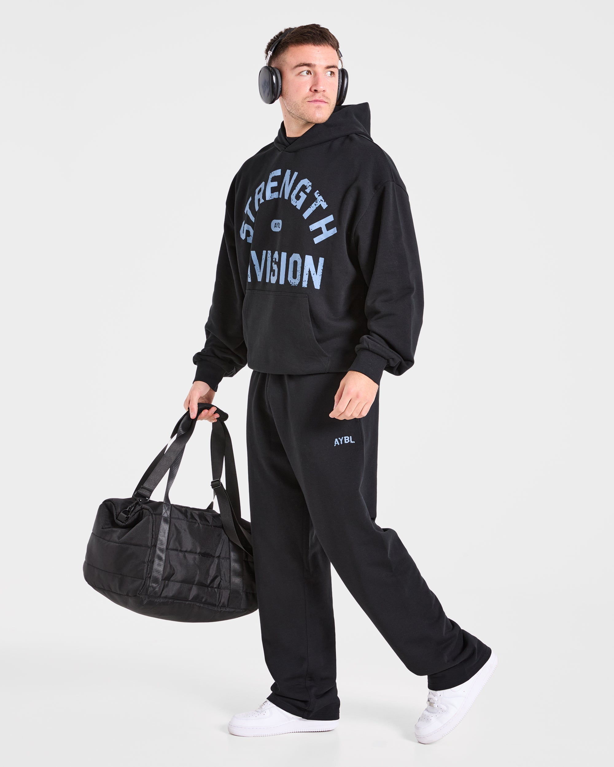 Strength Division Oversized Hoodie - Black/Blue