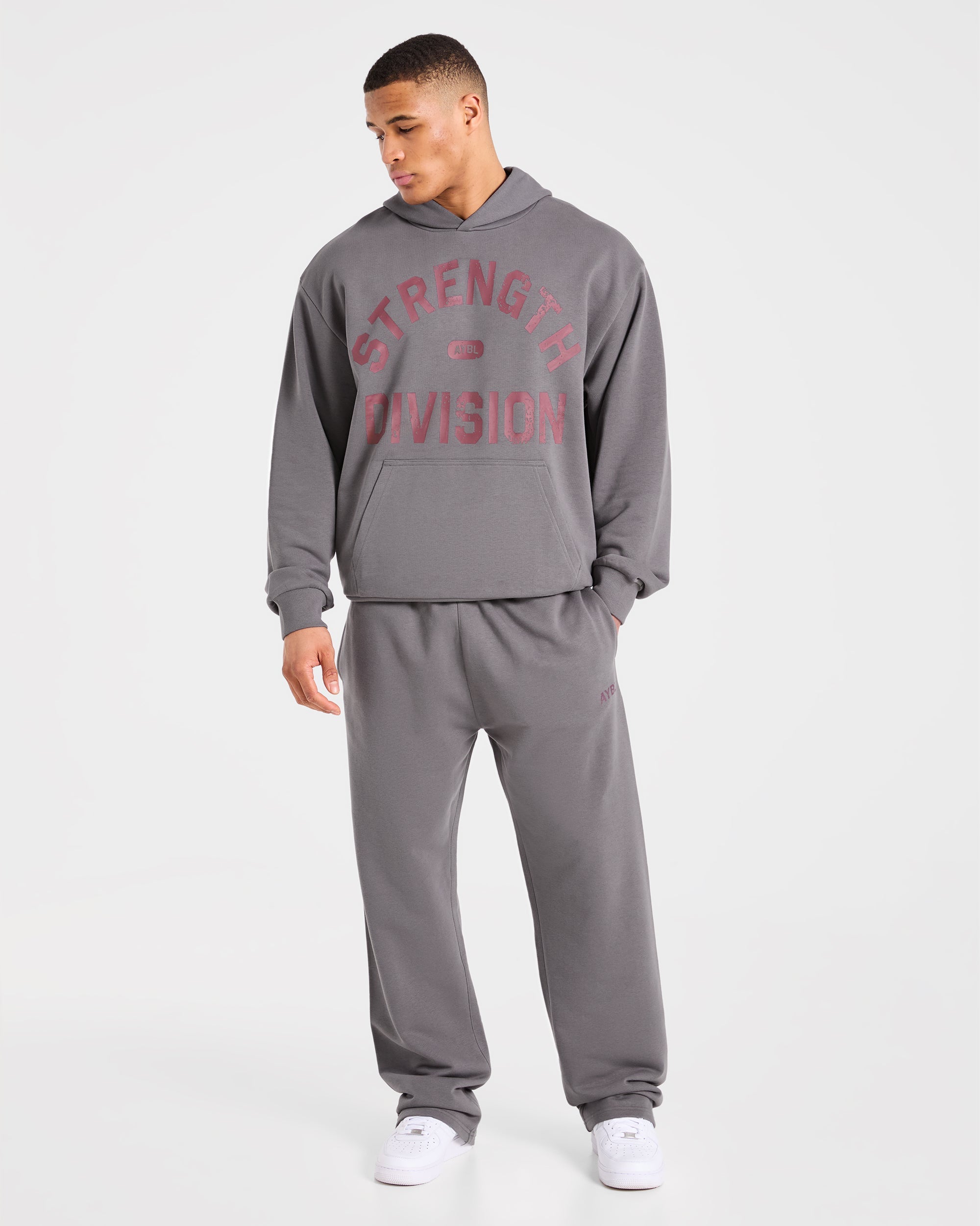 Strength Division Oversized Hoodie - Charcoal/Red