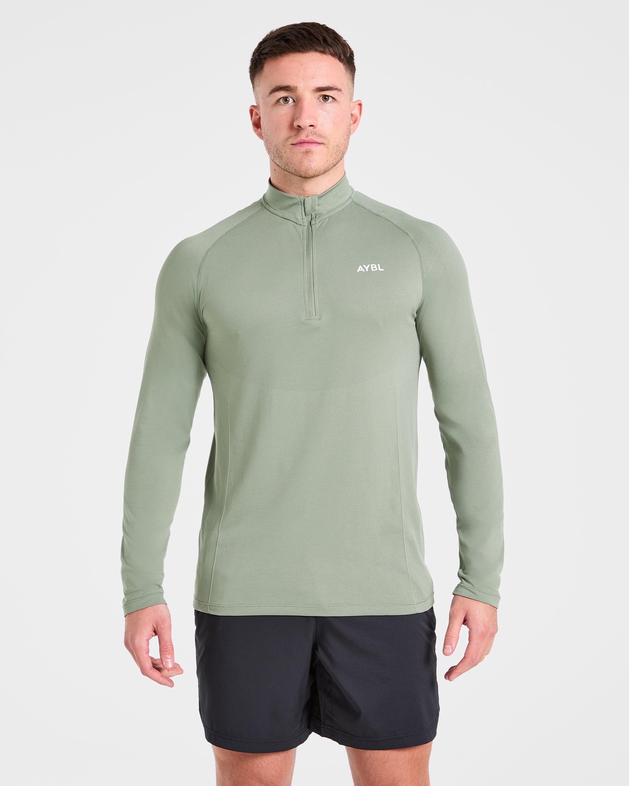 Essential Seamless 1/4 Zip Pullover - Grey Marl