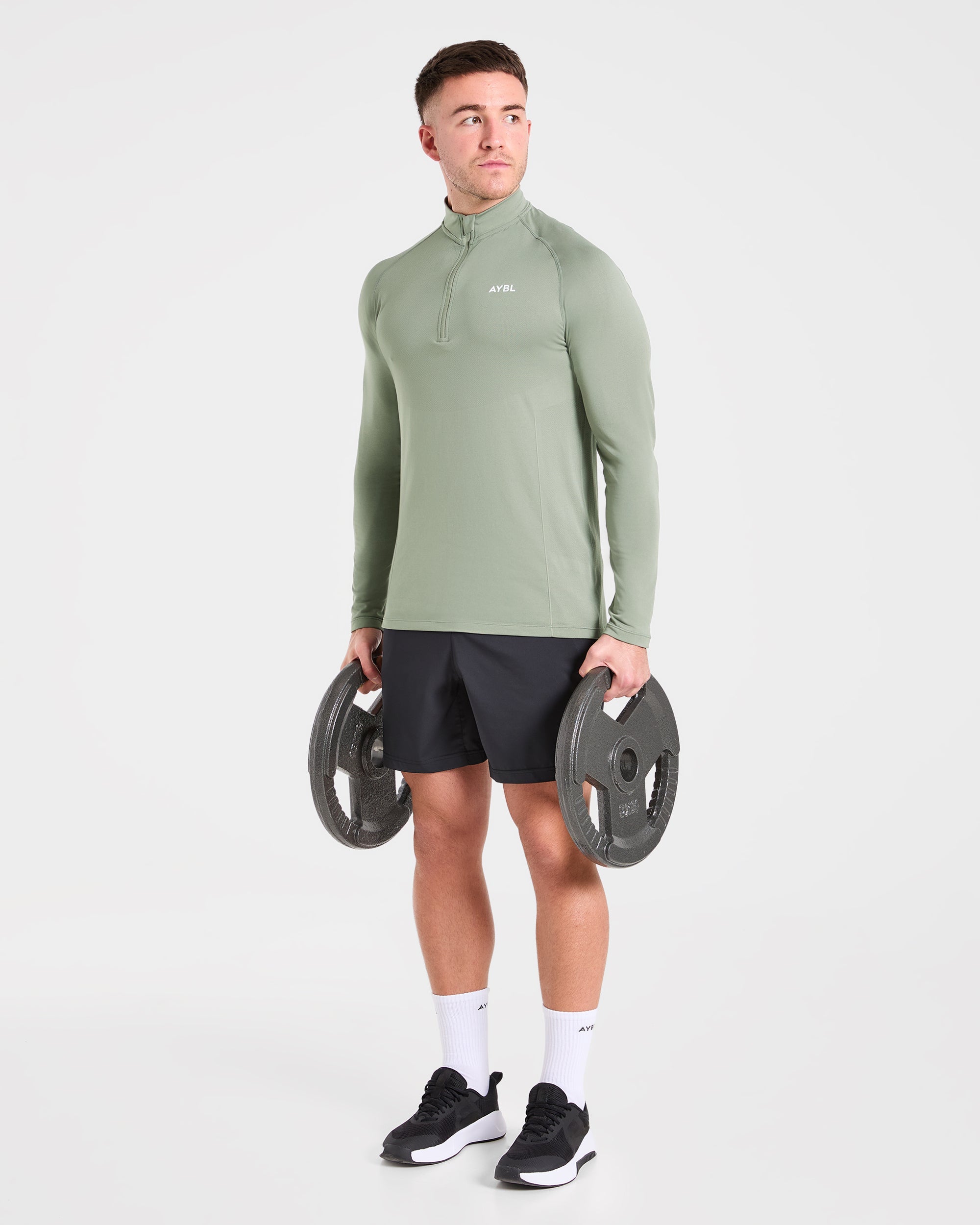 Essential Seamless 1/4 Zip Pullover - Olive