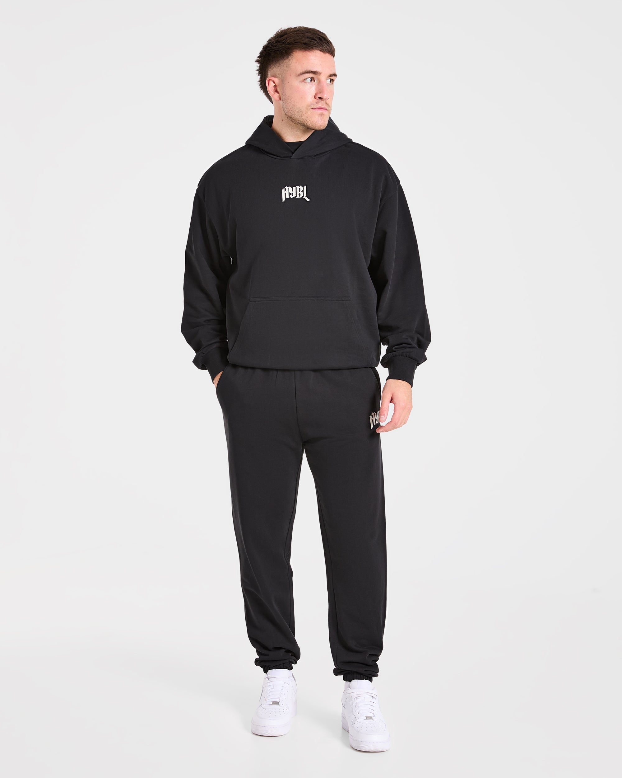 Heavy Lifting Gothic Oversized Joggers - Black/Off White