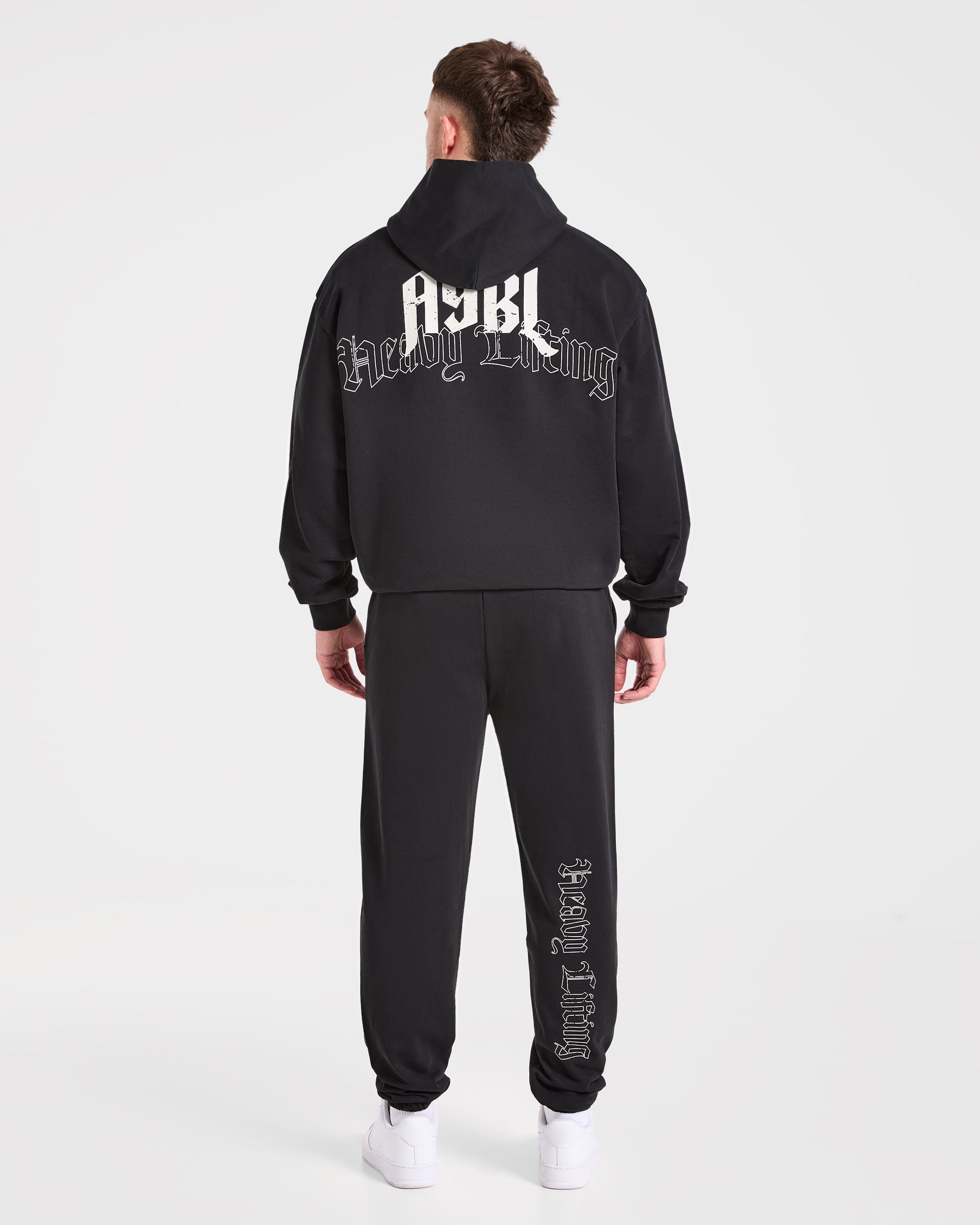 Heavy Lifting Gothic Oversized Joggers - Black/Off White