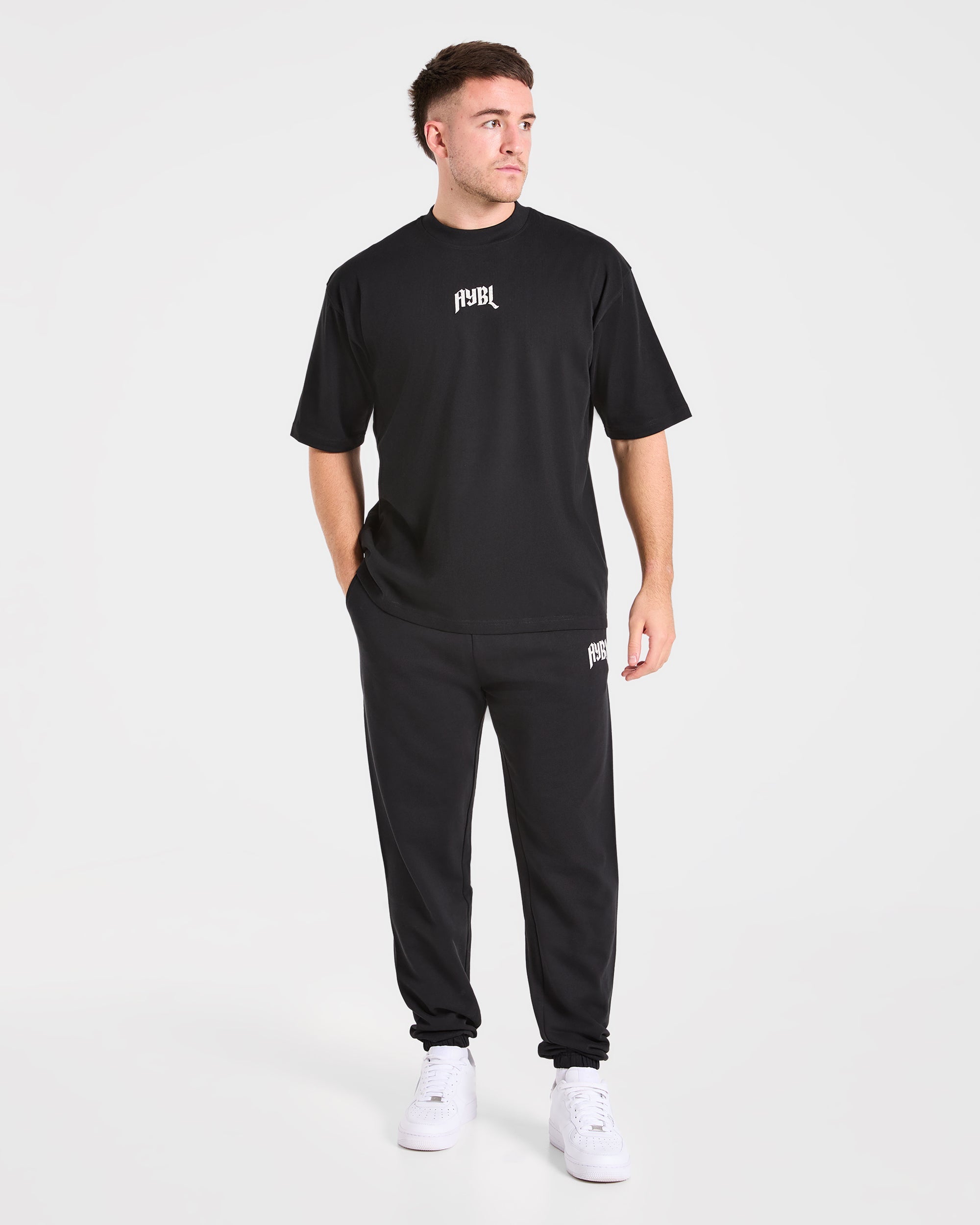 Heavy Lifting Gothic Oversized T Shirt - Black/Off White