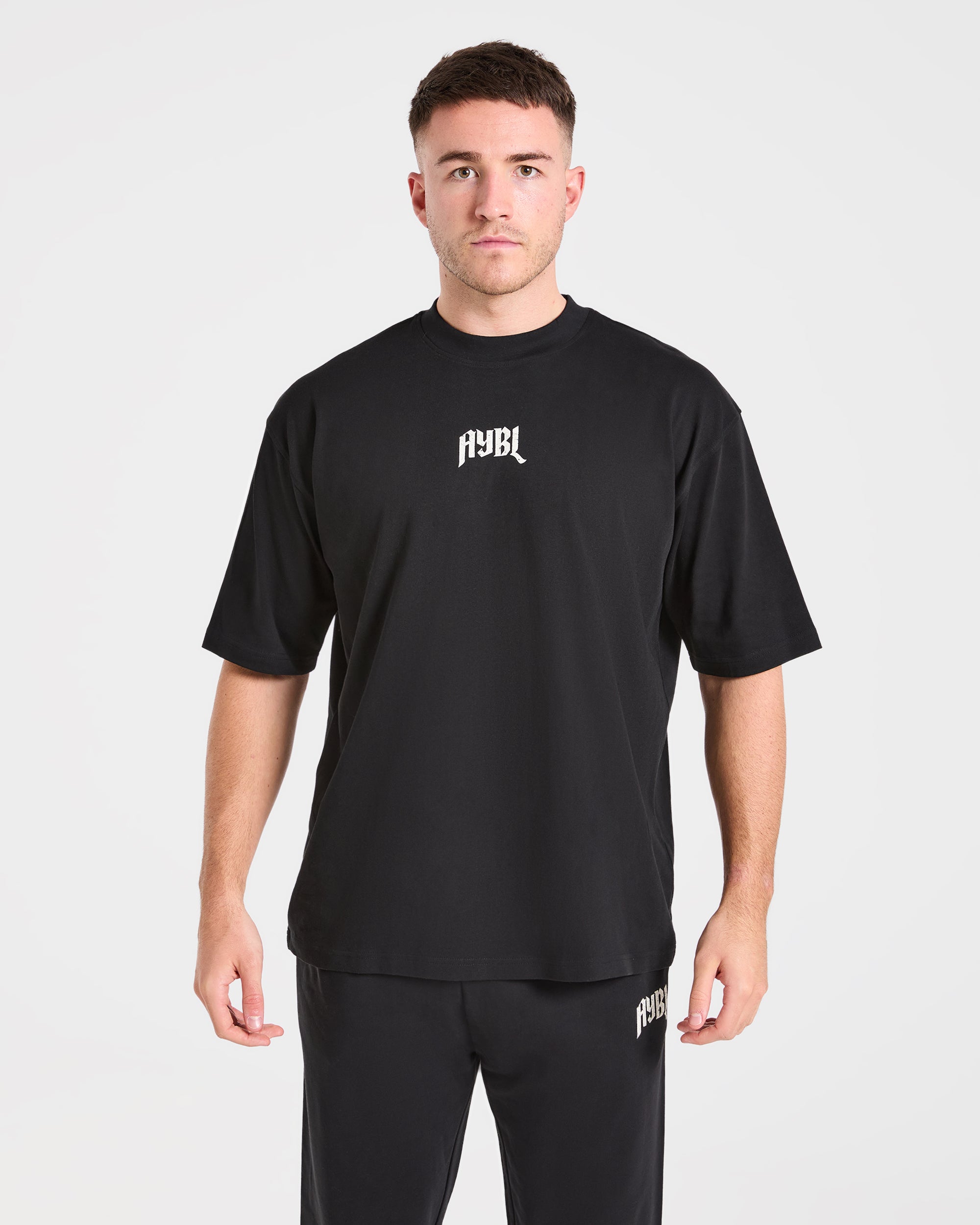 Heavy Lifting Gothic Oversized T Shirt - Black/Off White