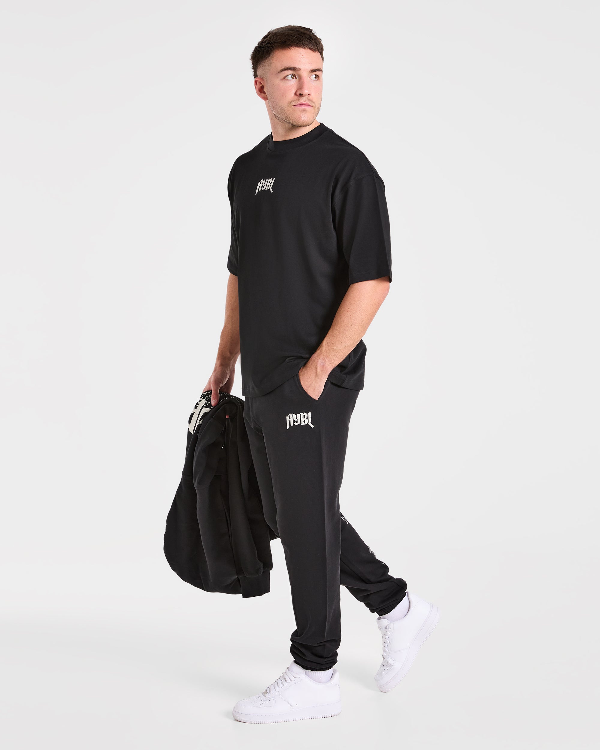 Heavy Lifting Gothic Oversized Joggers - Black/Off White