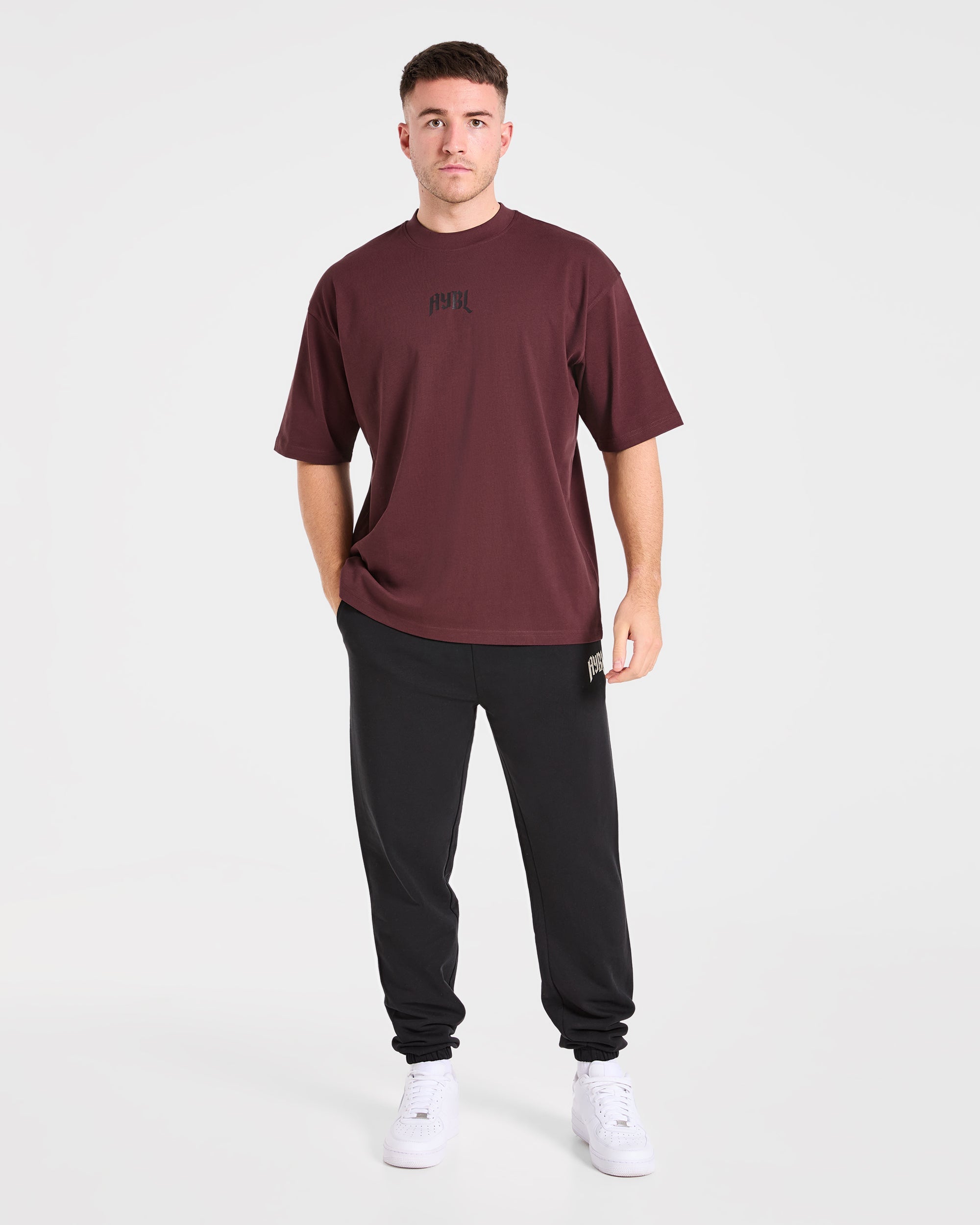 Heavy Lifting Gothic Oversized T Shirt - Dusty Plum/Black