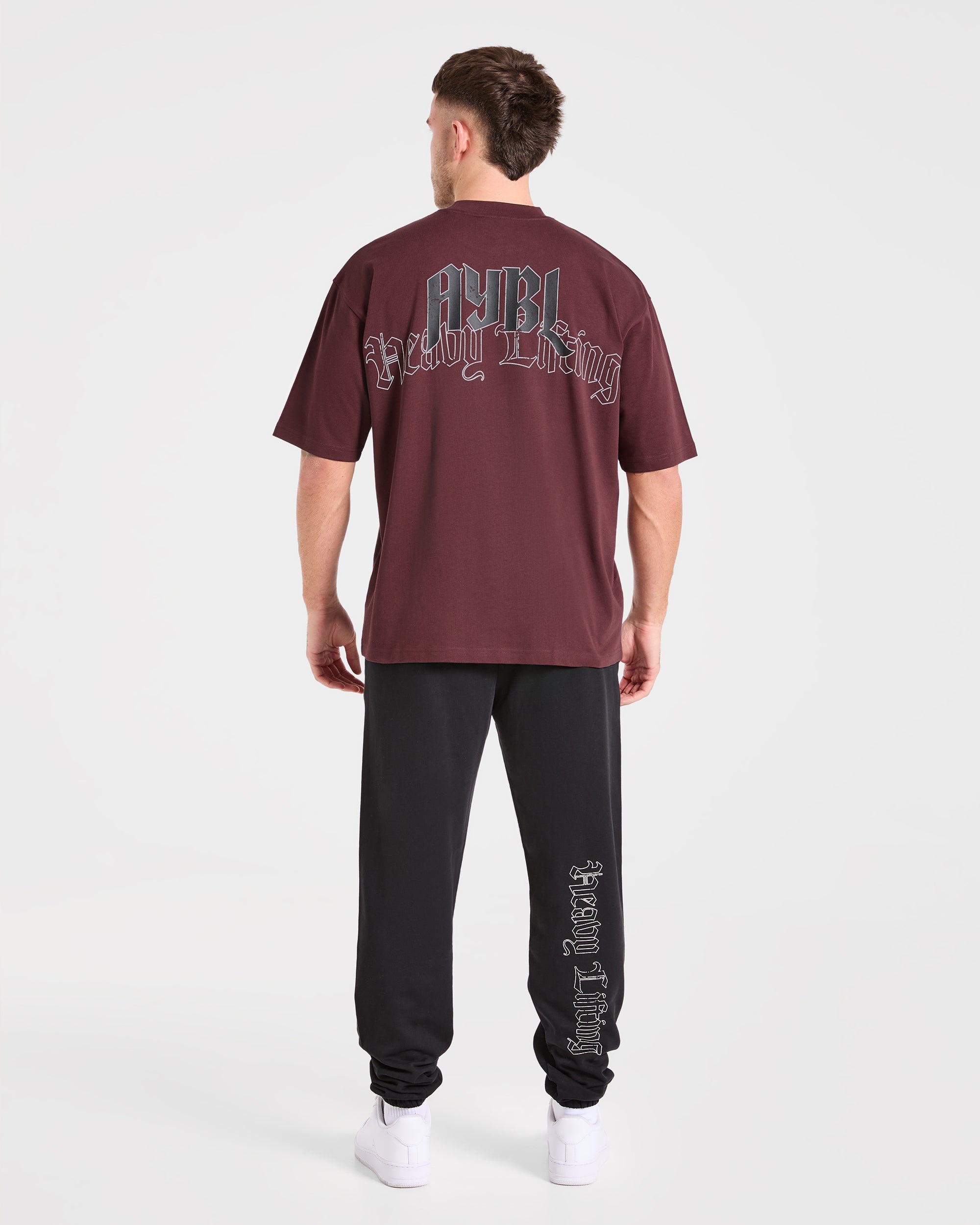 Heavy Lifting Gothic Oversized T Shirt - Dusty Plum/Black