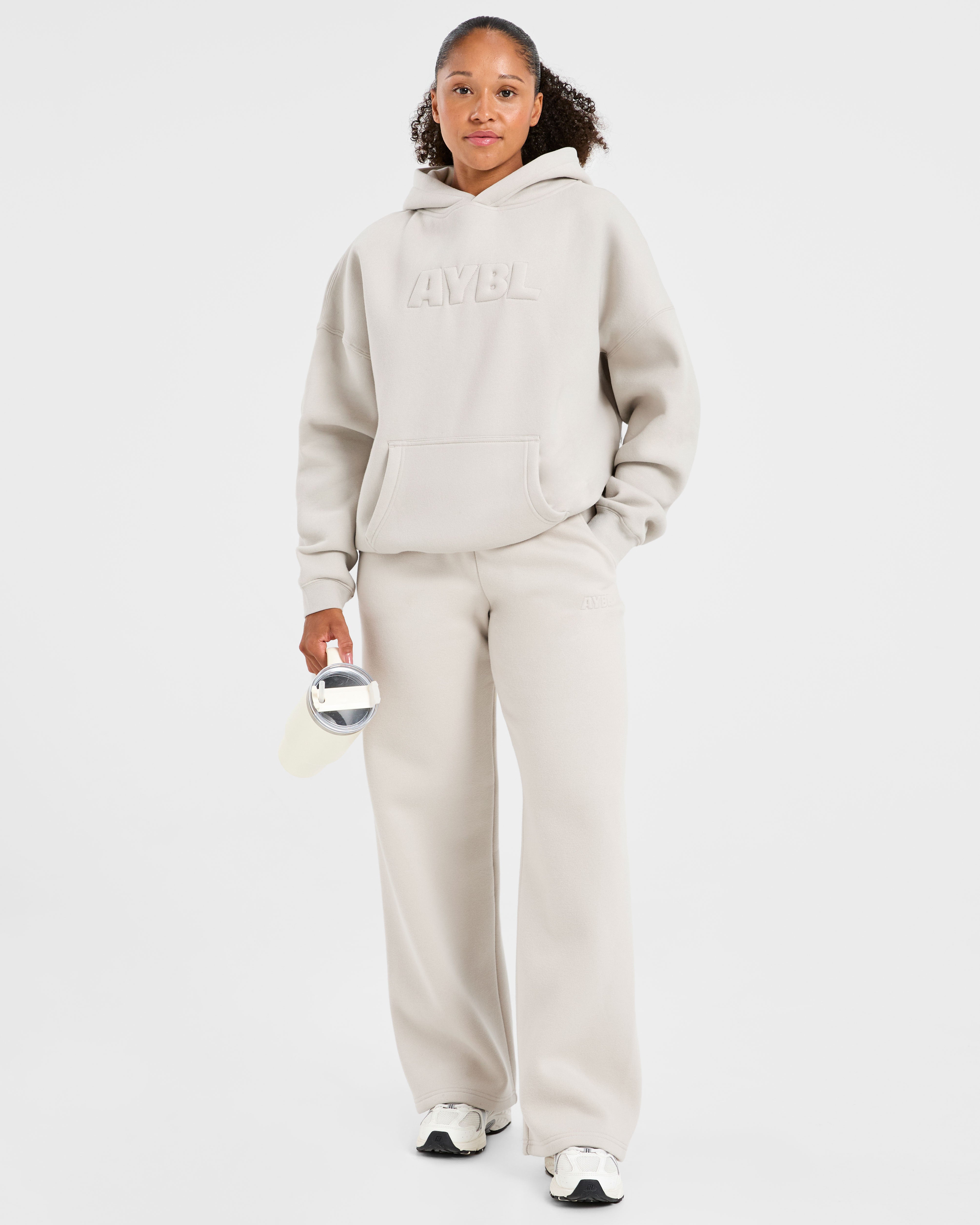 Classic Plush Oversized Straight Leg Joggers - Sand