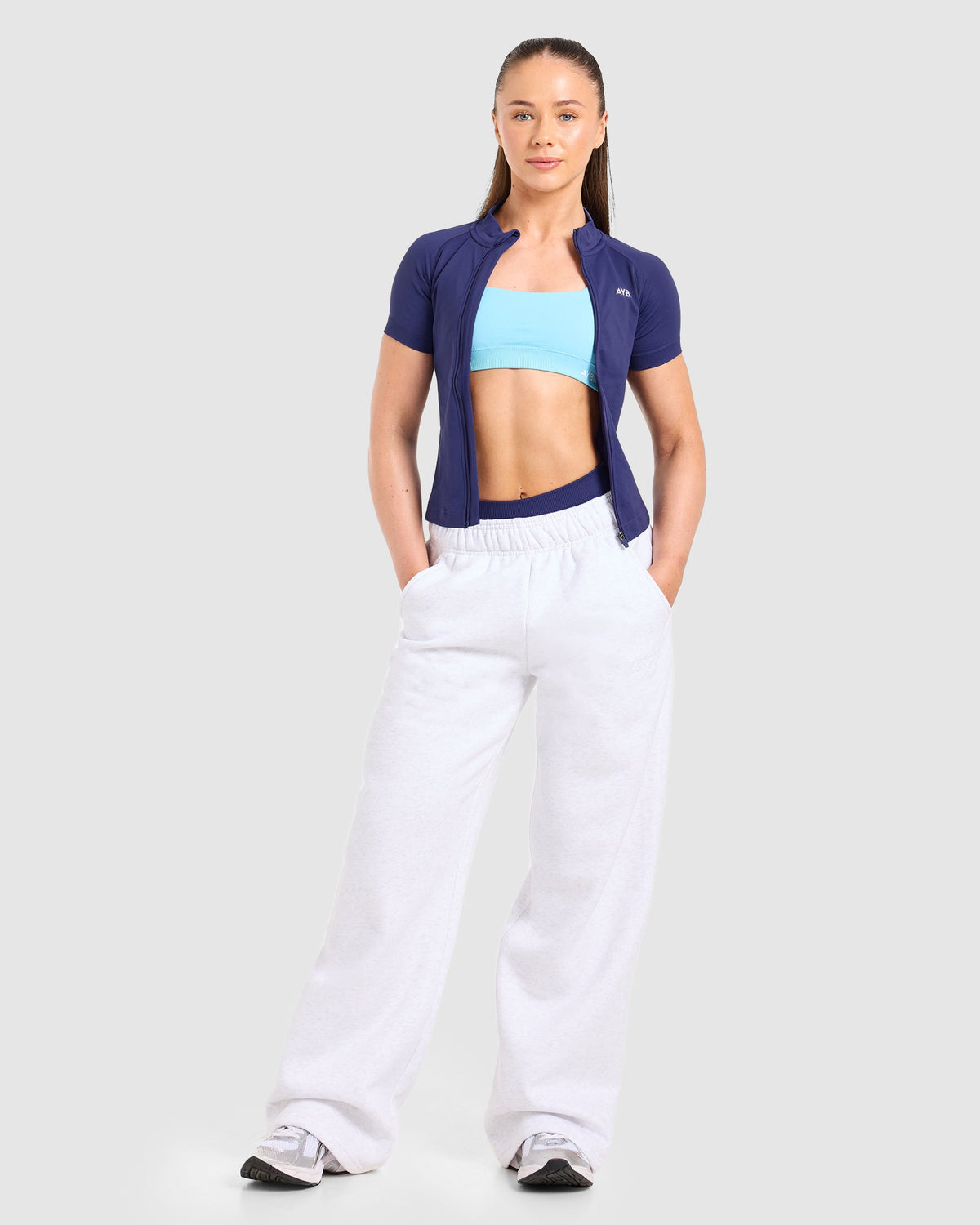 Enhance Seamless Short Sleeve Zip Up Jacket - Storm Blue