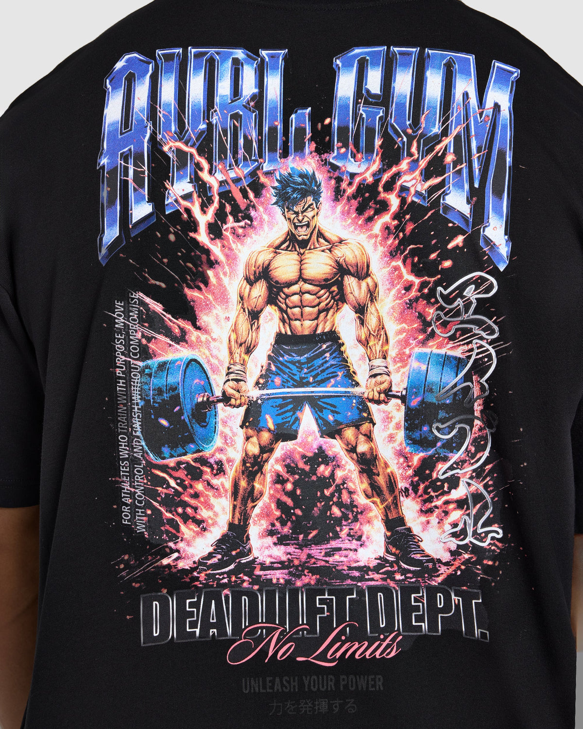 Anime Deadlift Dept Oversized T Shirt - Black/Blue