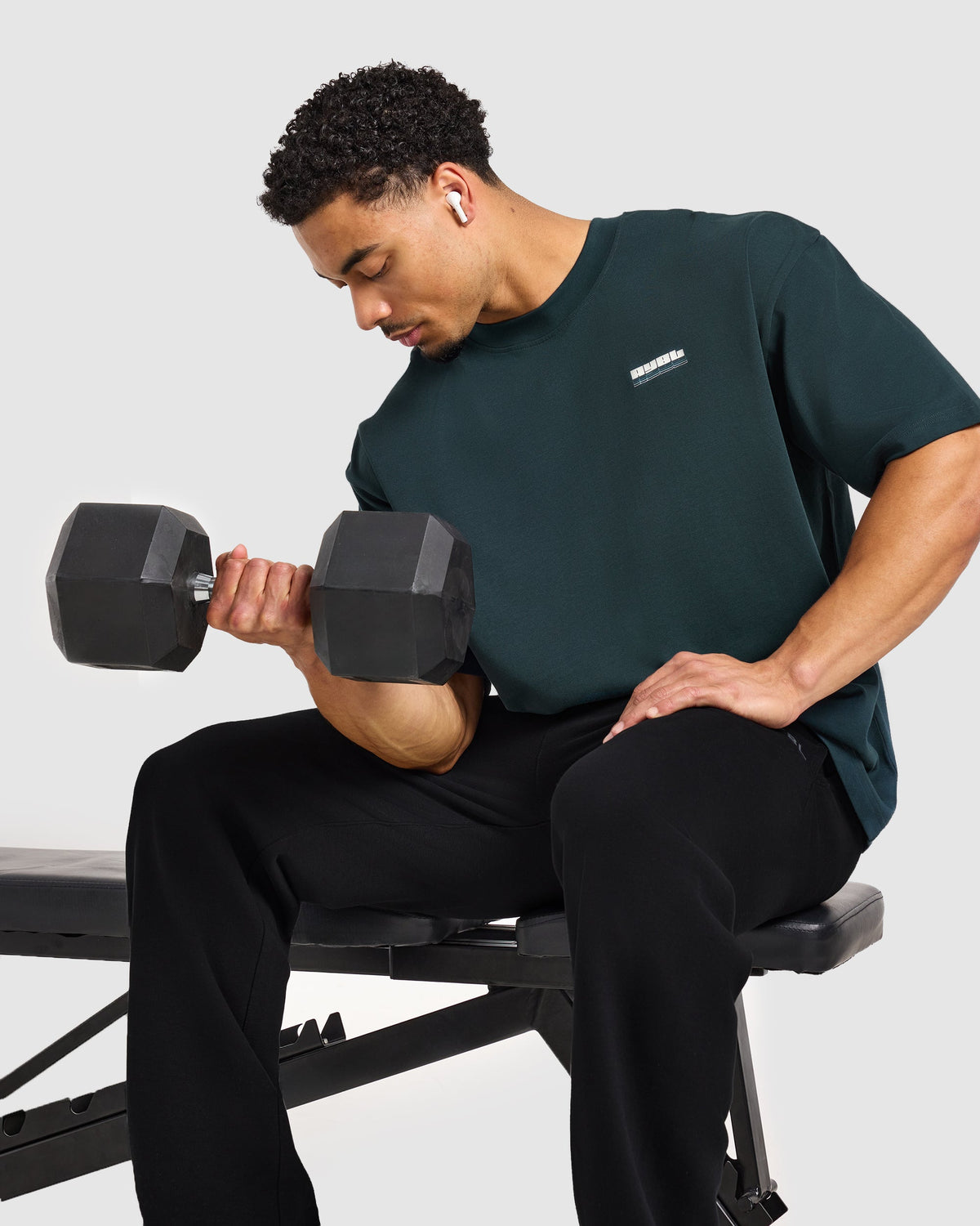 Anime Bench Press Oversized T Shirt - Dark Teal