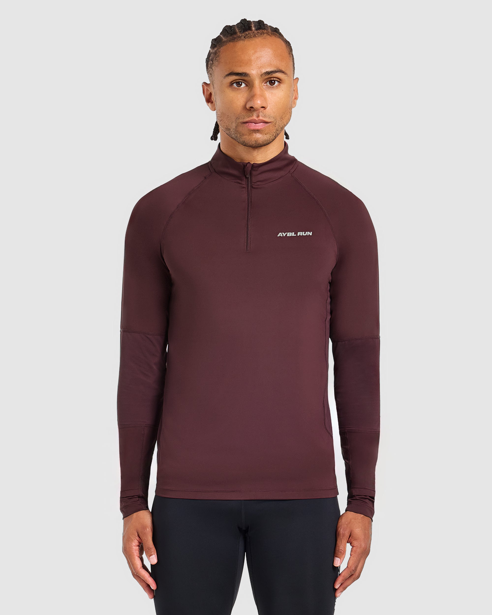 ルルウィルビーシルクブルゾン Run 1/4 Zip Pullover - Dark Burgundy