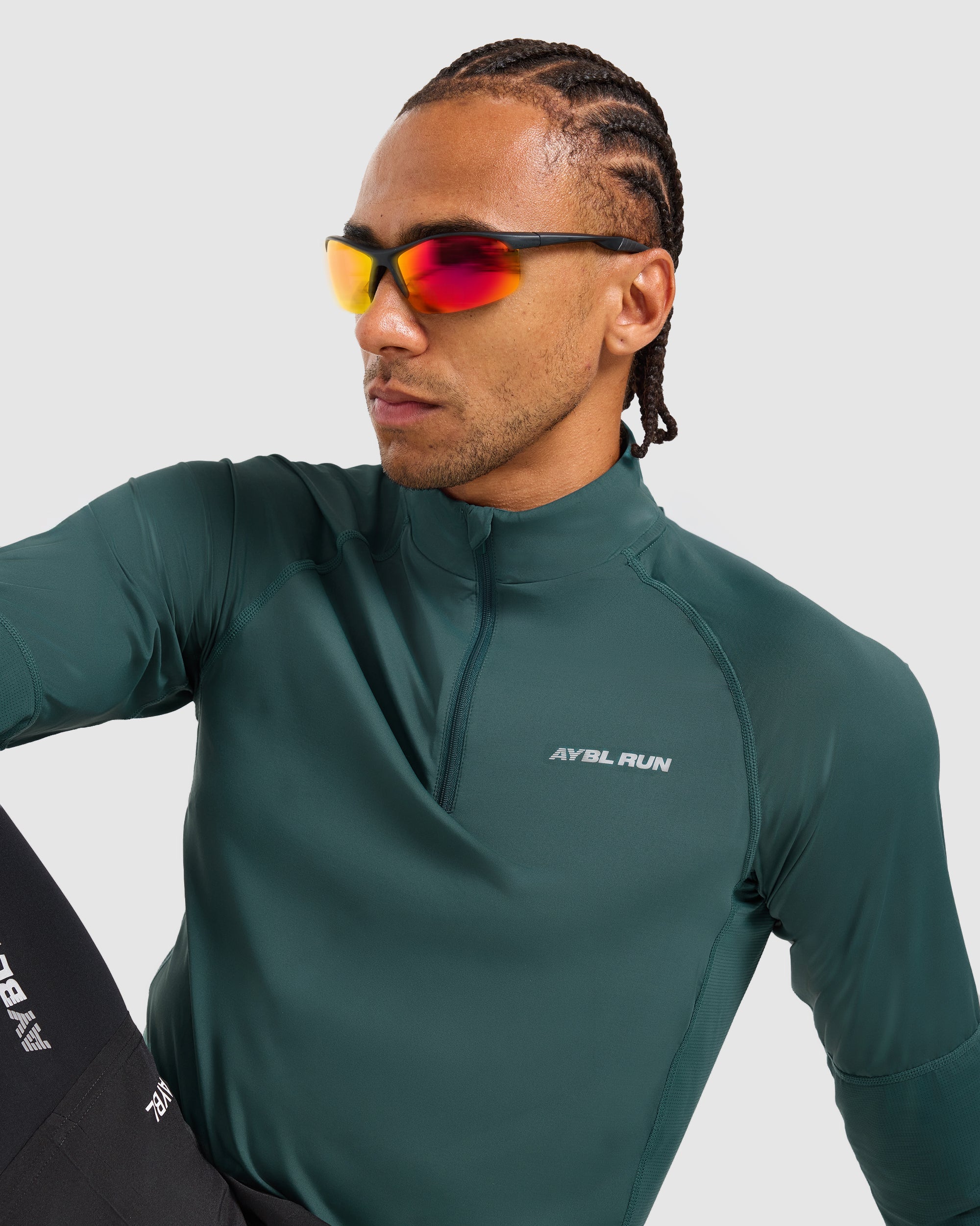 あひる Run 1/4 Zip Pullover - Dark Teal