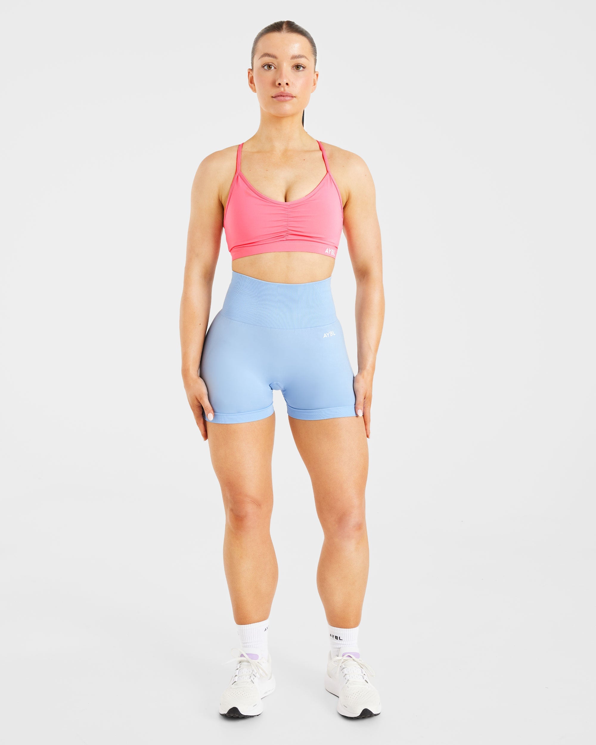 Essential Ruched Sports Bra - Coral Pink
