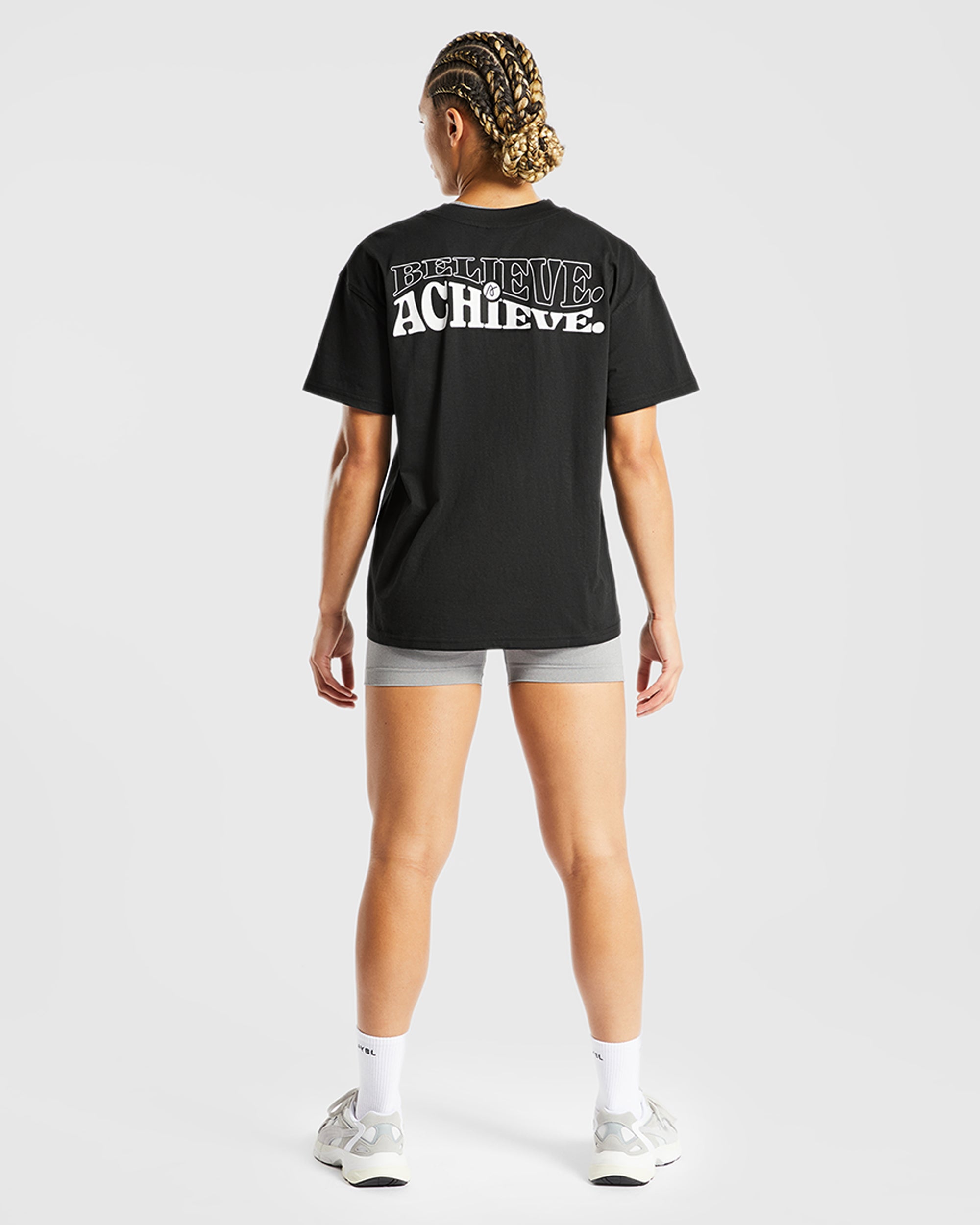 Believe Achieve Oversized T Shirt - Black