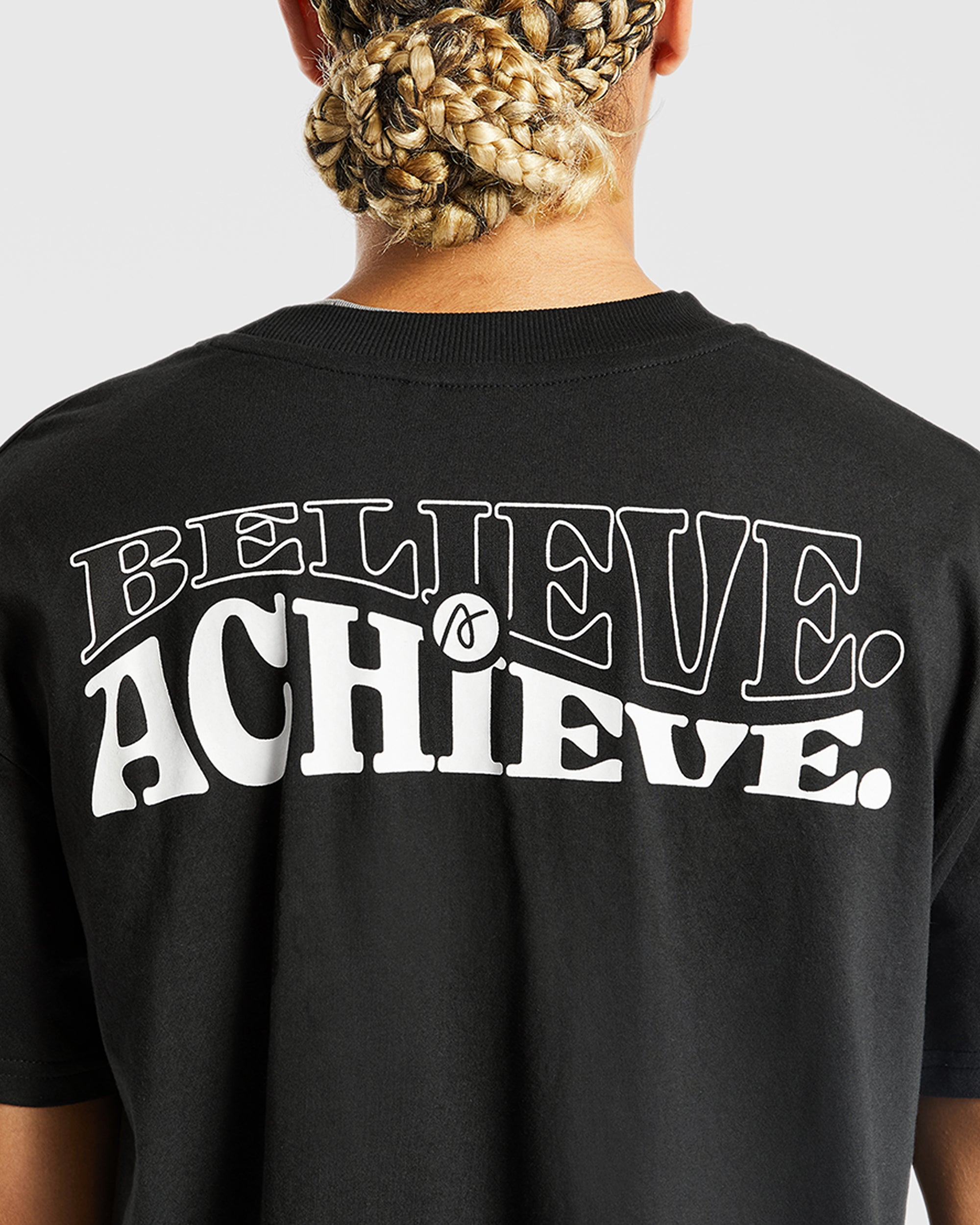 Believe Achieve Oversized T Shirt - Black