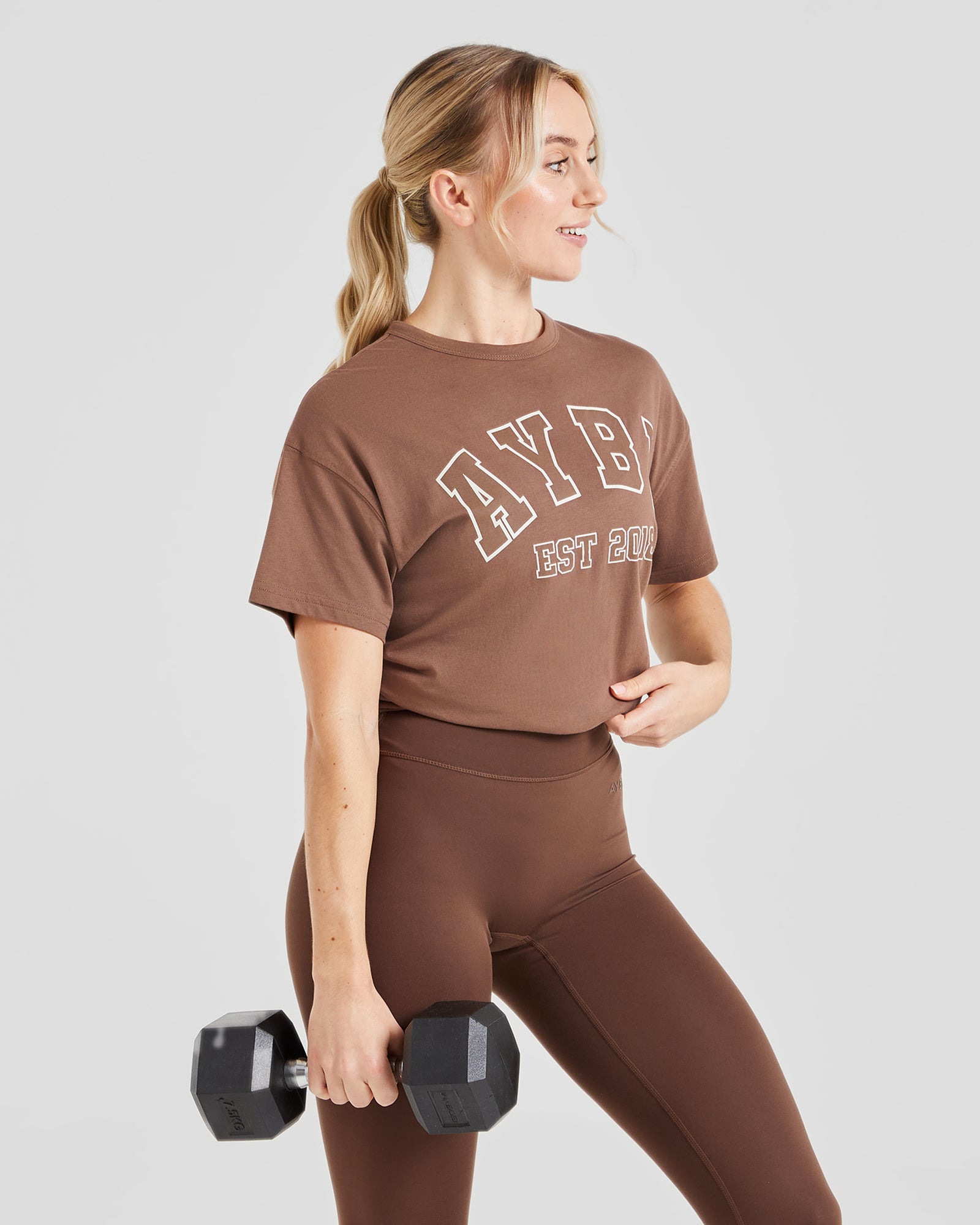 Varsity Oversized T Shirt - Brown