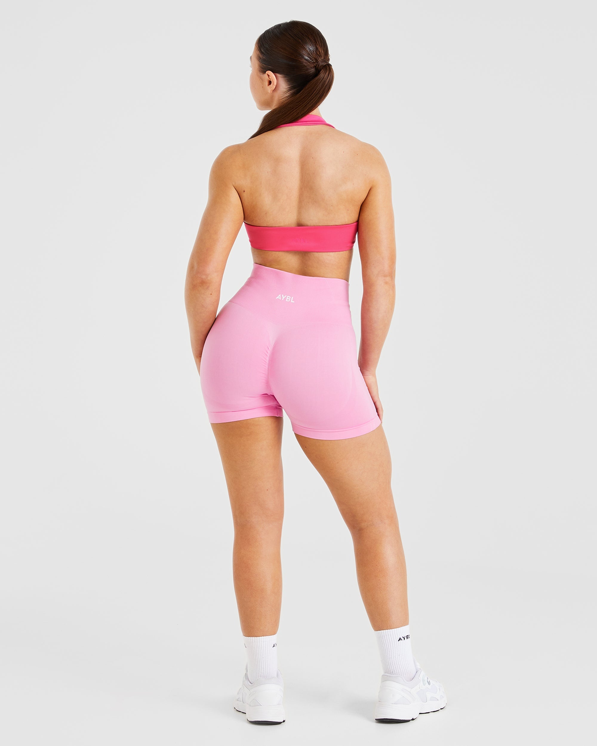 Essential Halterneck Sports Bra Hot Pink Aybl Usa