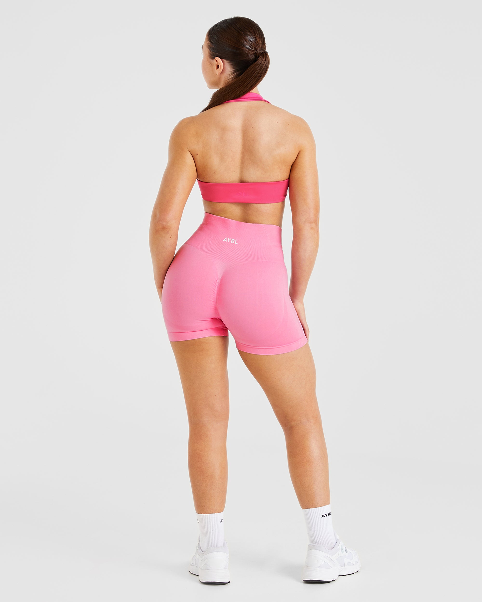 Essential Halterneck Sports Bra - Hot Pink