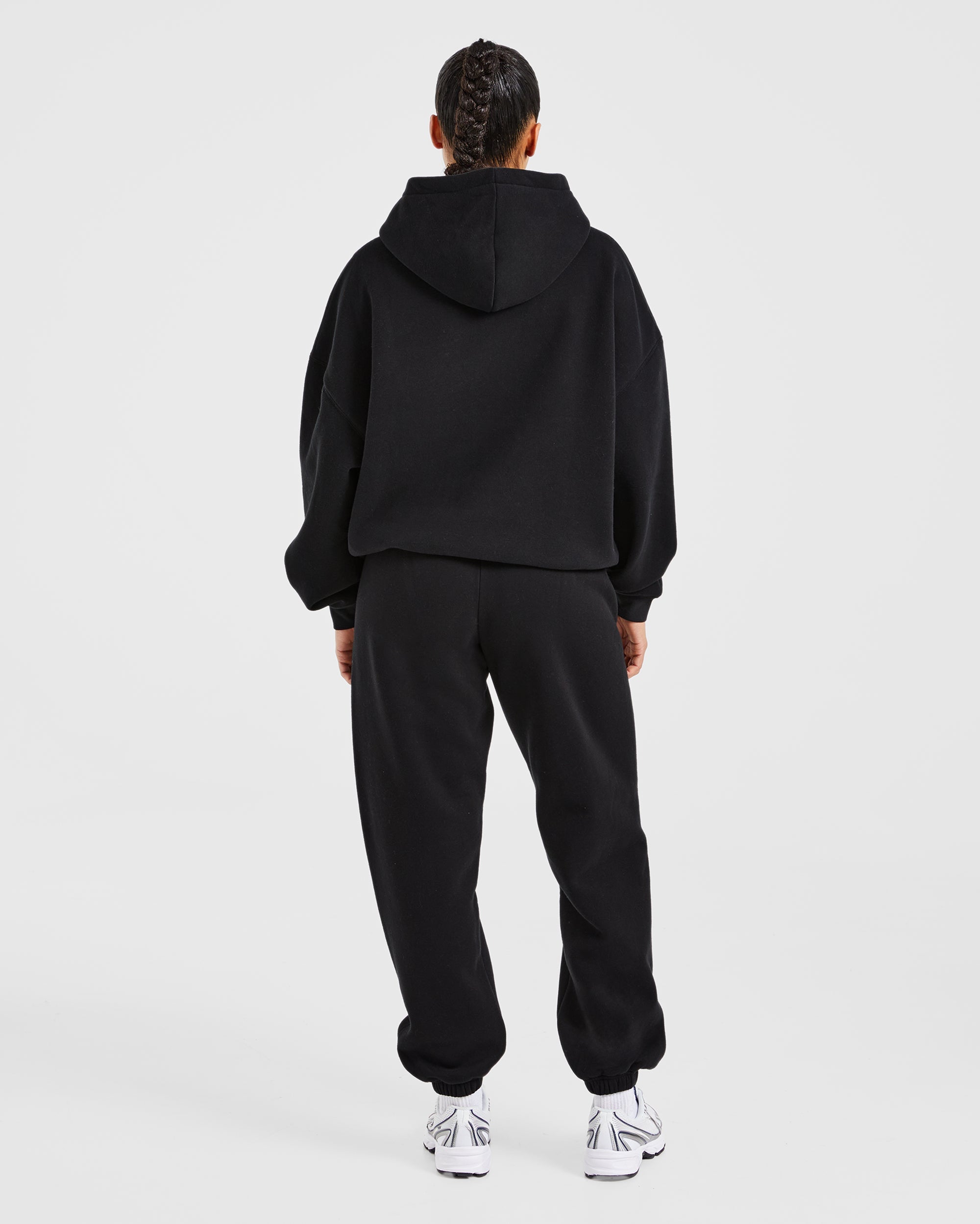 Image 4 from Varsity Embroidered Oversized Hoodie - Black