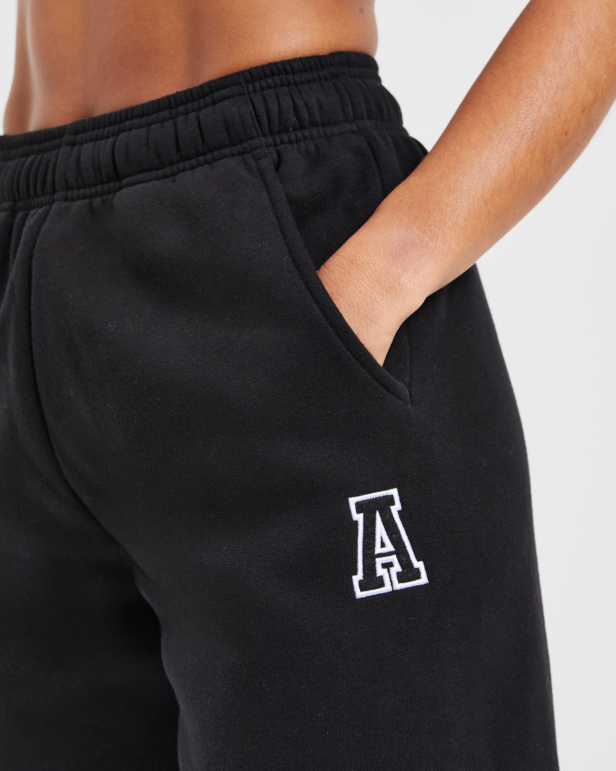 Image 5 from Varsity Embroidered Oversized Joggers - Black