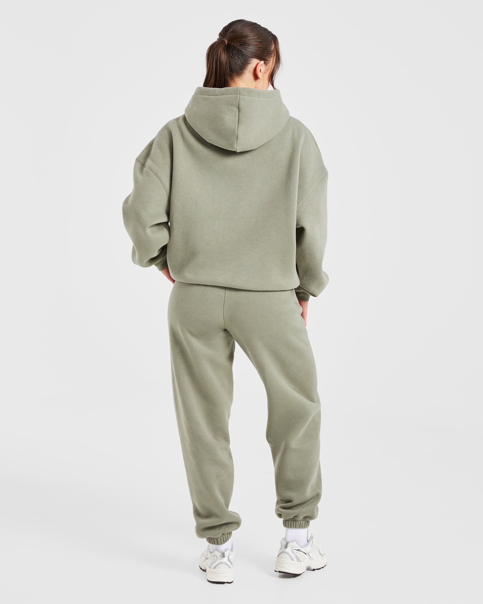 Image 4 from Varsity Embroidered Oversized Hoodie - Muted Olive