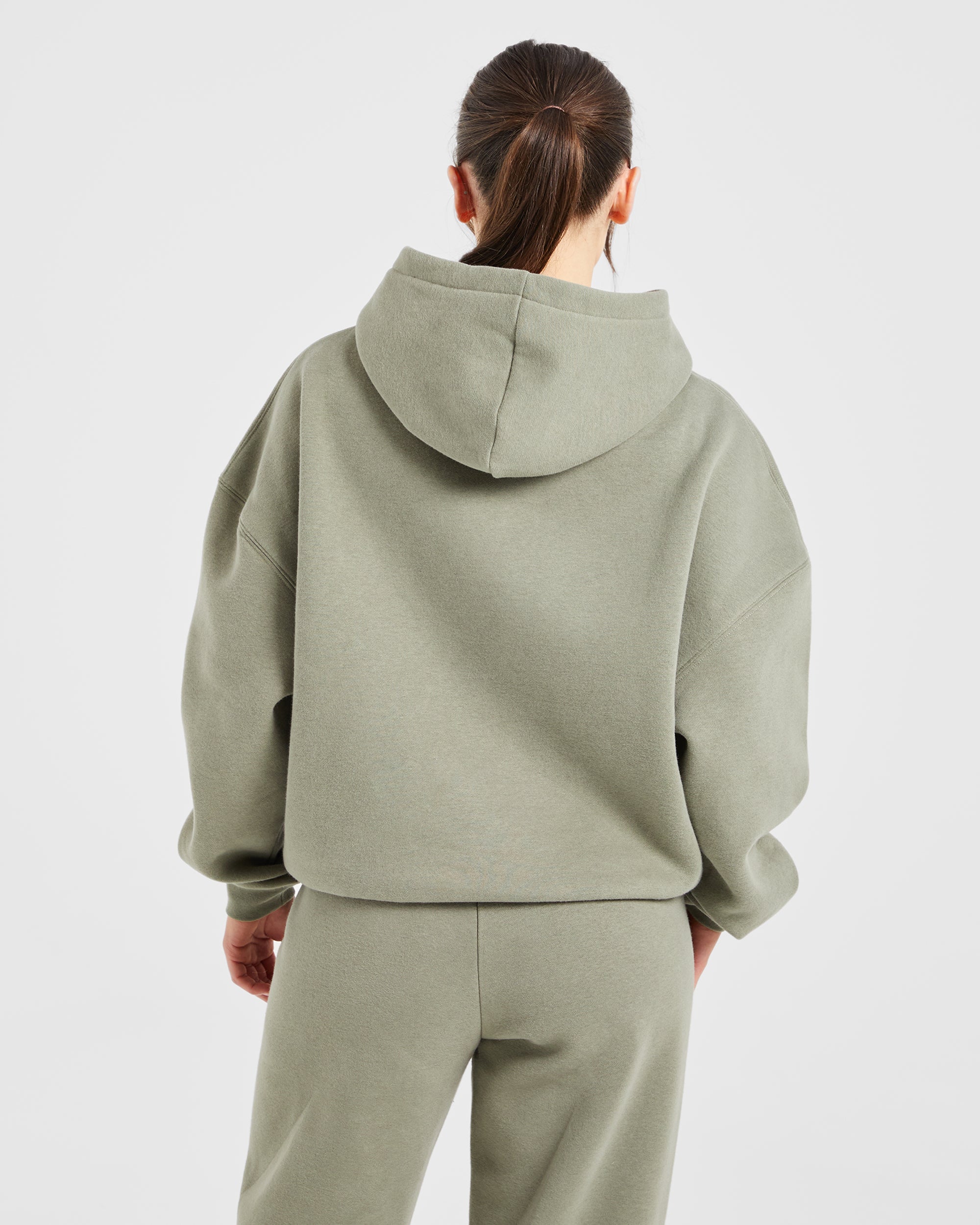 Image 2 from Varsity Embroidered Oversized Hoodie - Muted Olive