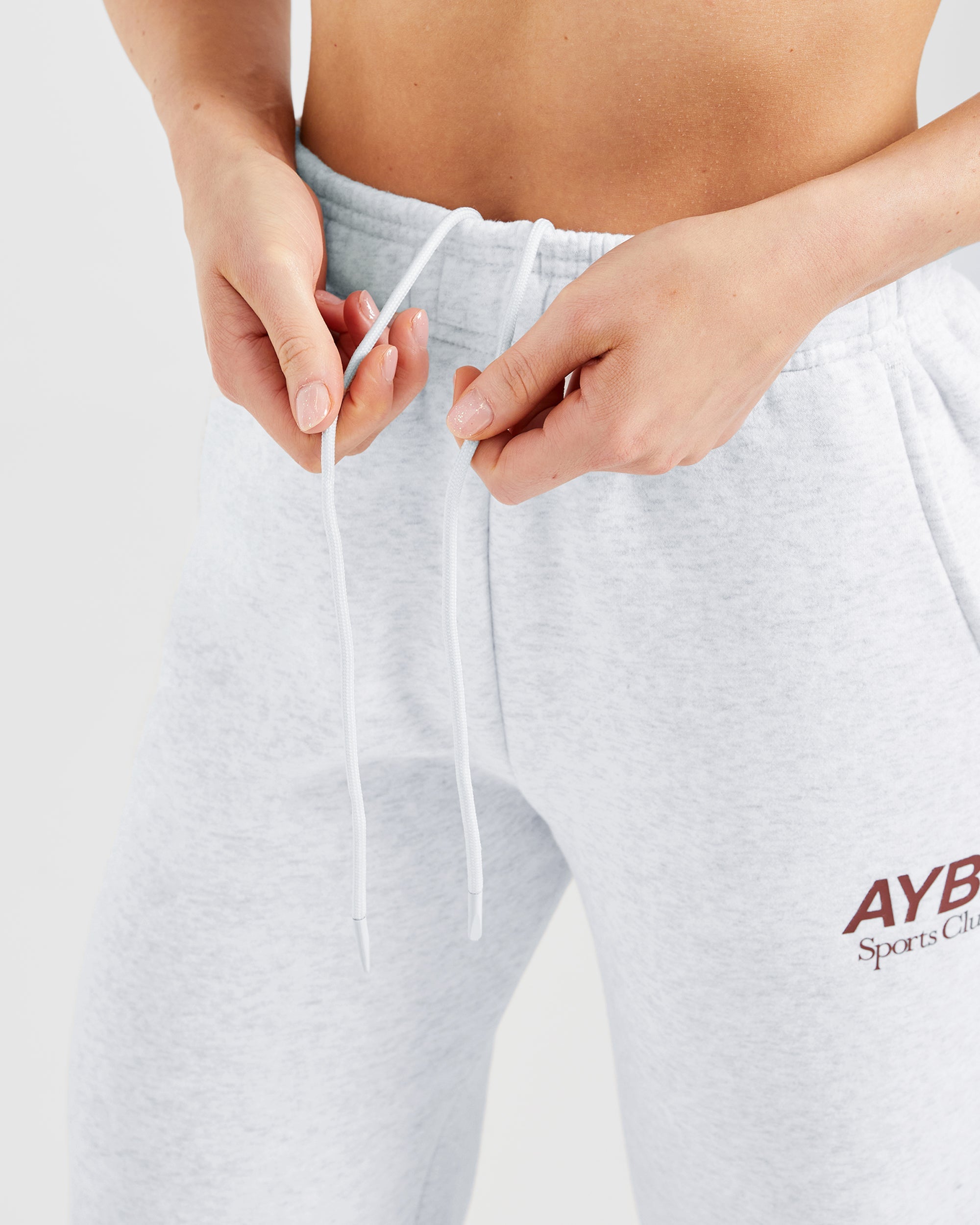 AYBL Sports Club Oversized Straight Leg Joggers - Grey Marl/Burgundy