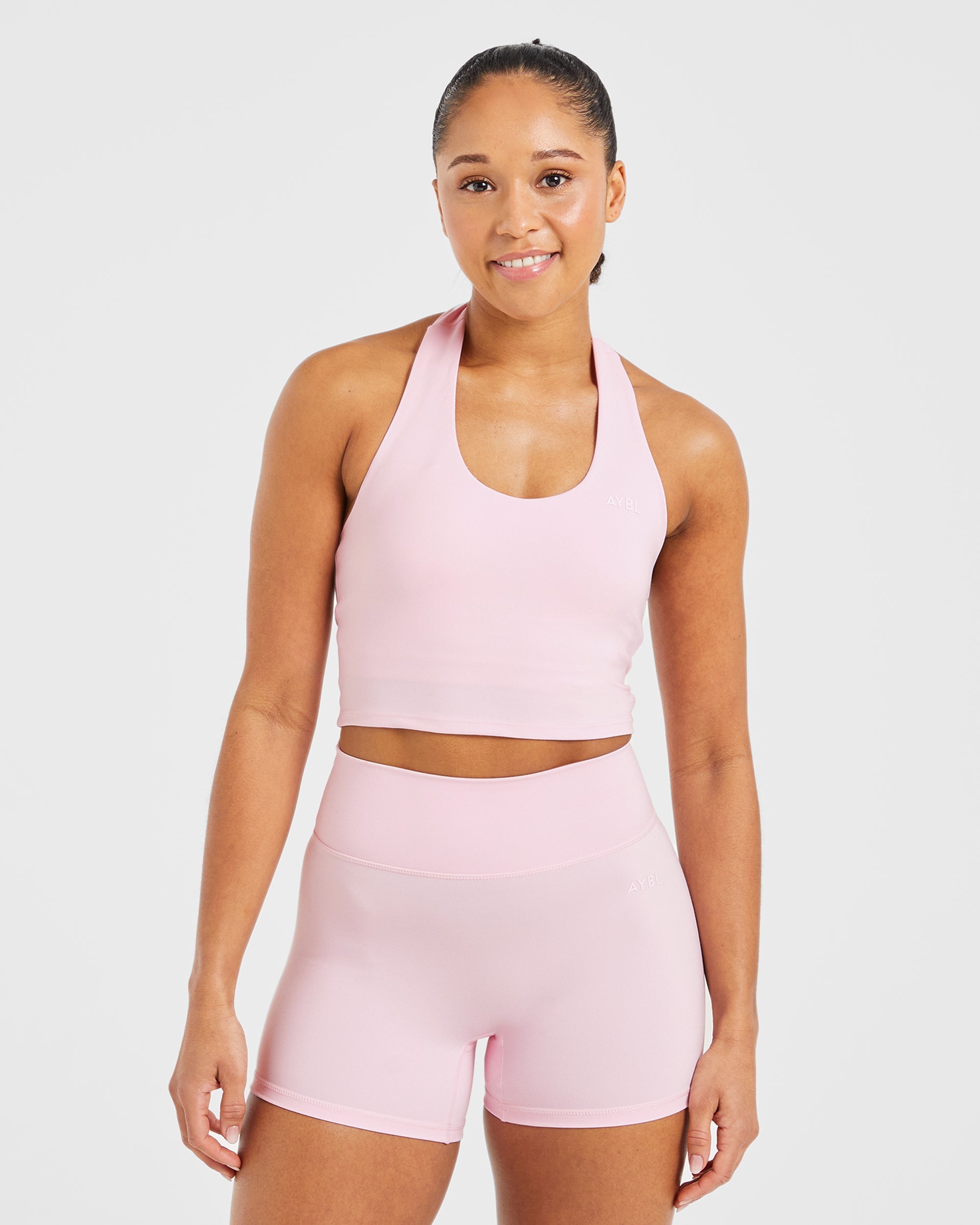 Staple Halterneck Crop Top - Pastel Pink