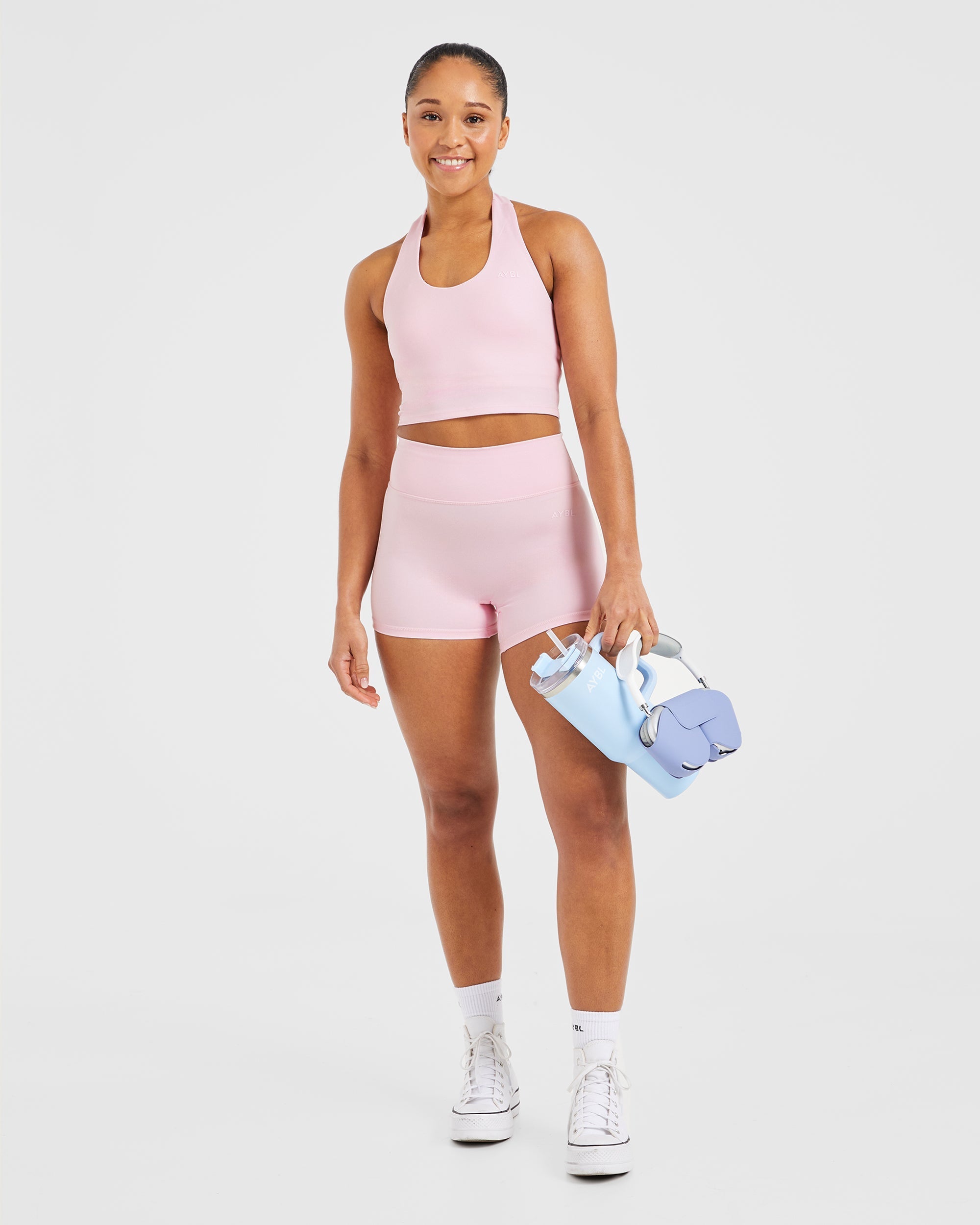 Staple Halterneck Crop Top - Pastel Pink