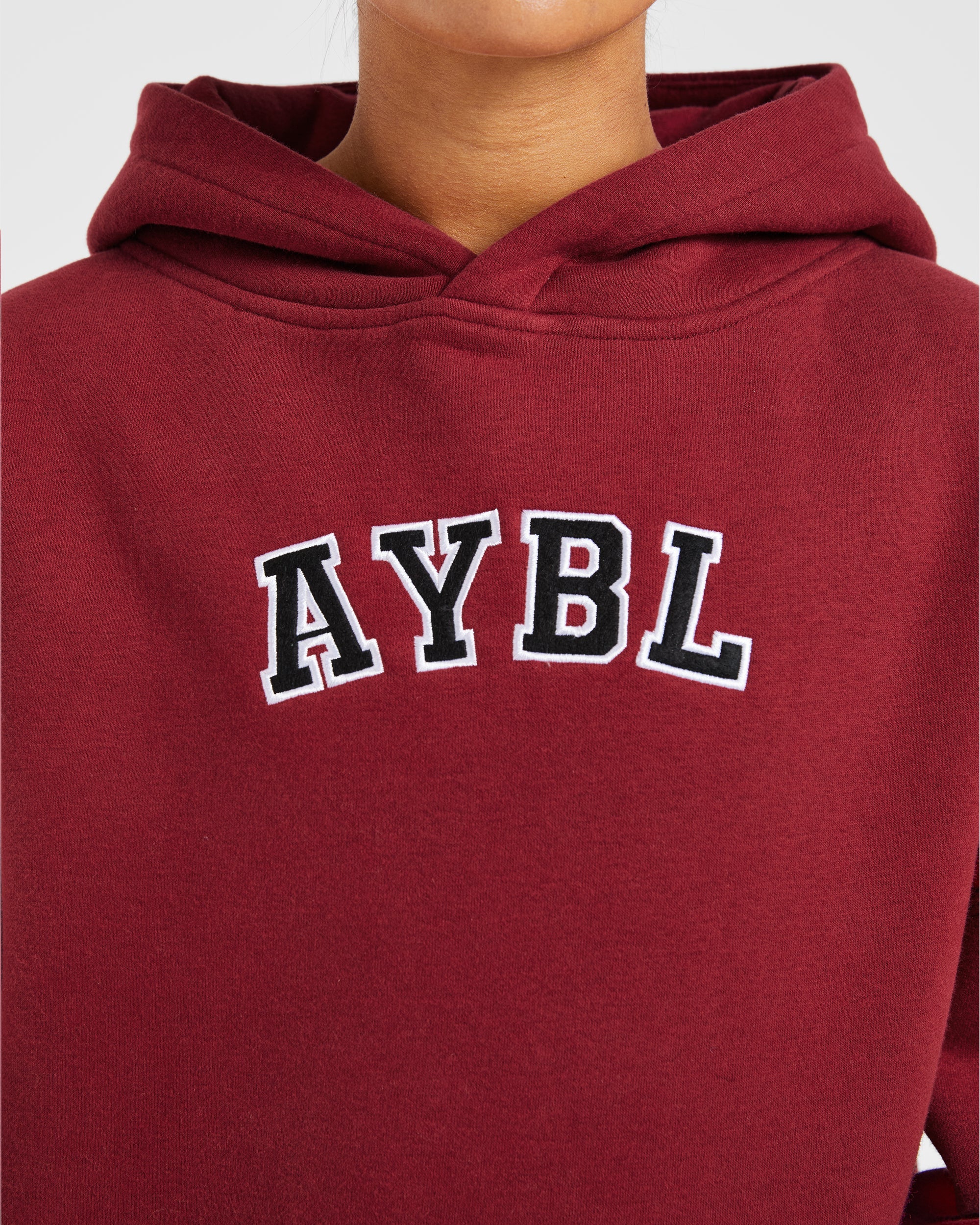 Image 5 from Varsity Embroidered Oversized Hoodie - Burgundy